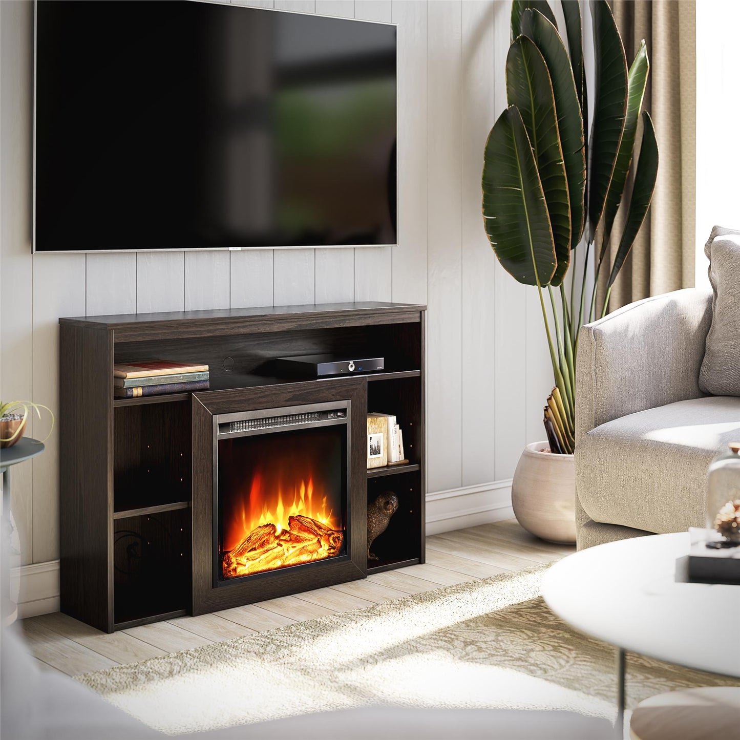 Alwick Mantel with Electric Fireplace - Espresso