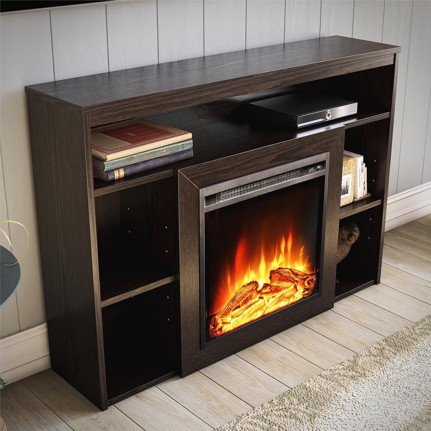 Alwick Mantel with Electric Fireplace - Espresso