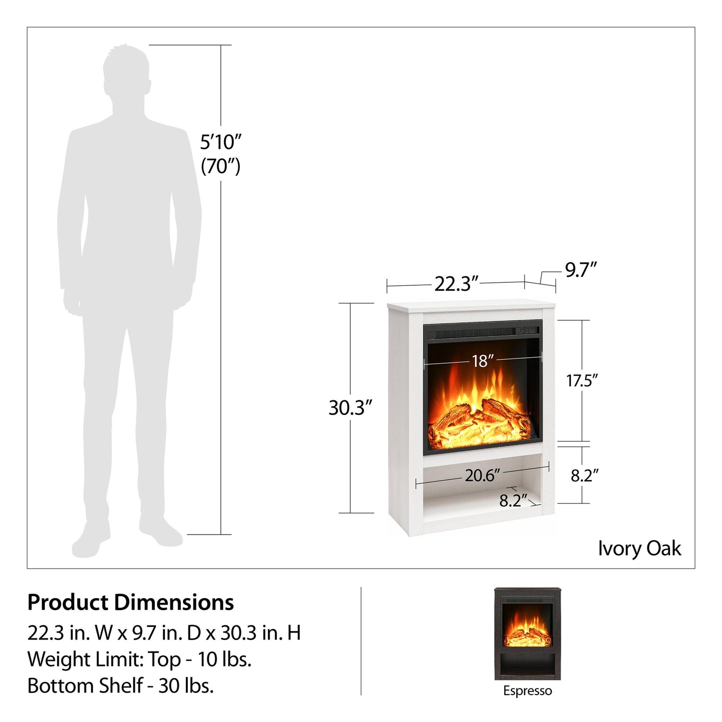 Clermont Fireplace Mantel - Ivory Oak