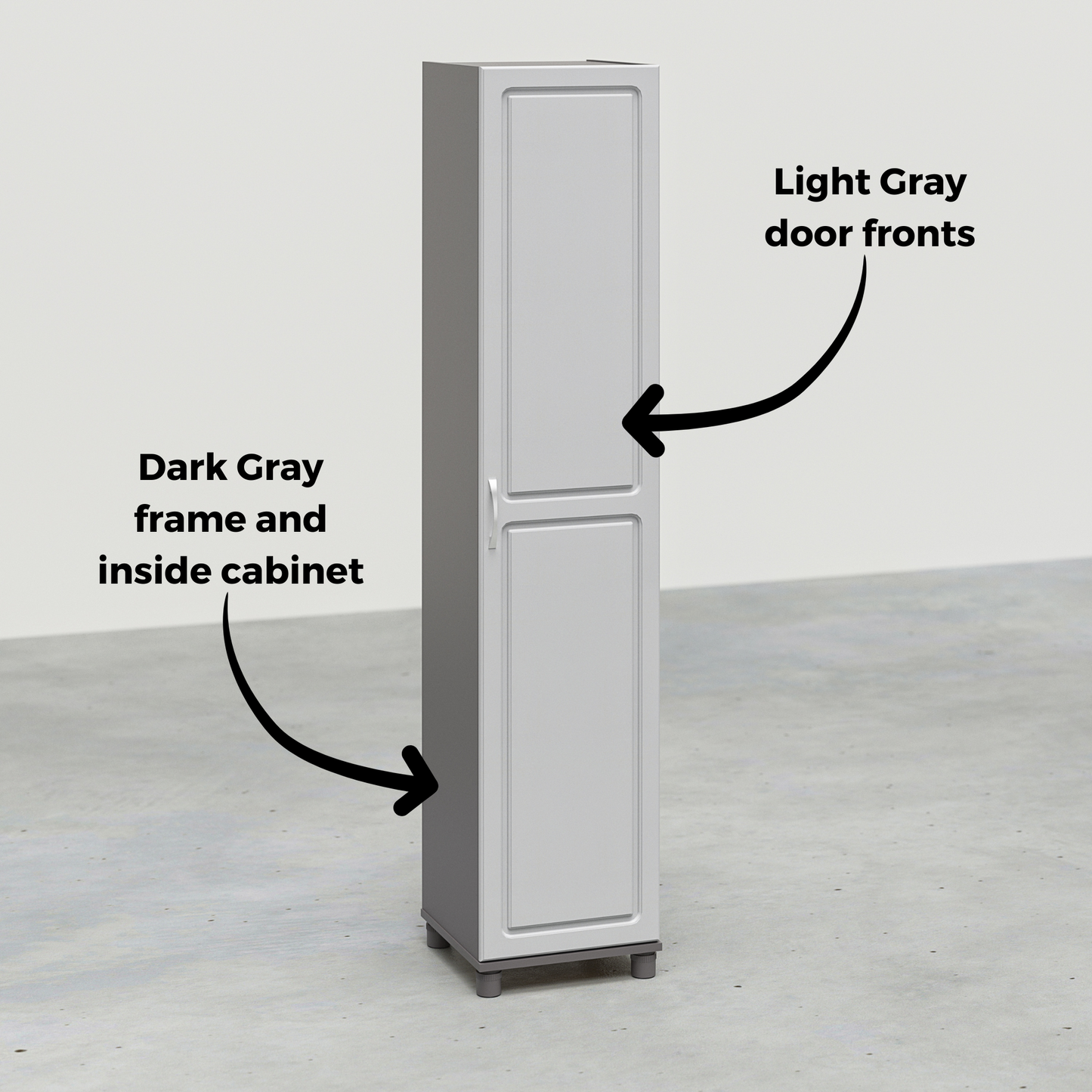 Kendall 16 Inch Multipurpose Storage Cabinet with 5 Shelves - Gray