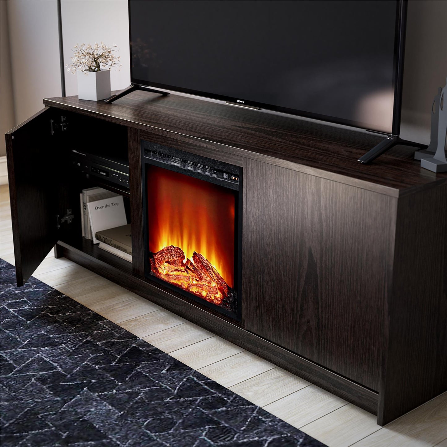 Bartow Electric Fireplace TV Stand - Espresso