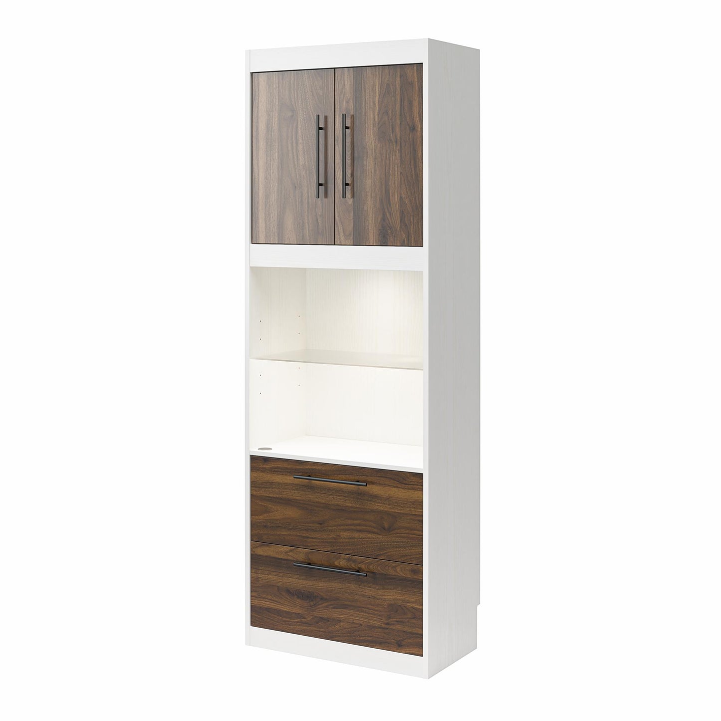 Single Side Cabinet Glass Shelf LED Lighting - Columbia Walnut