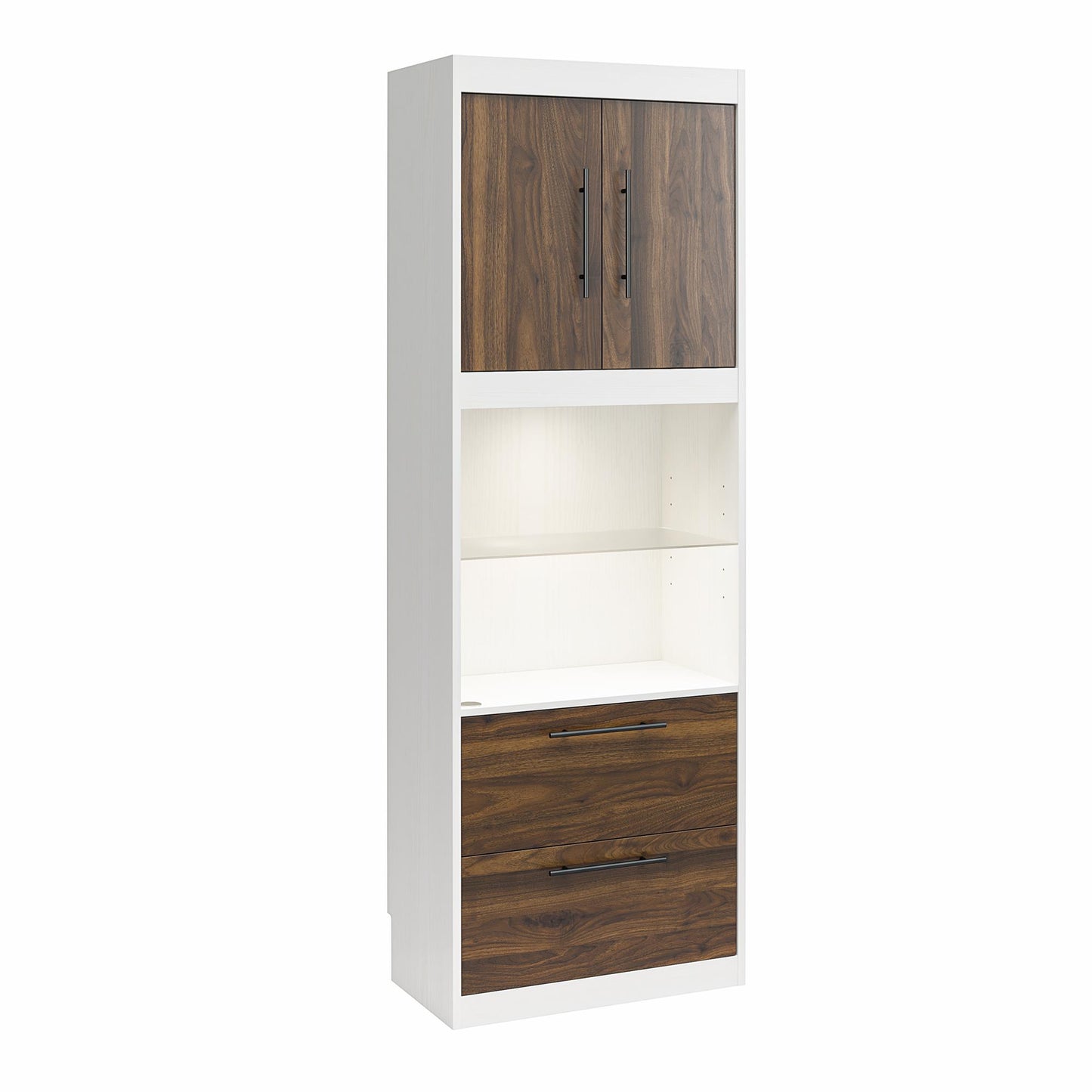 Single Side Cabinet Glass Shelf LED Lighting - Columbia Walnut