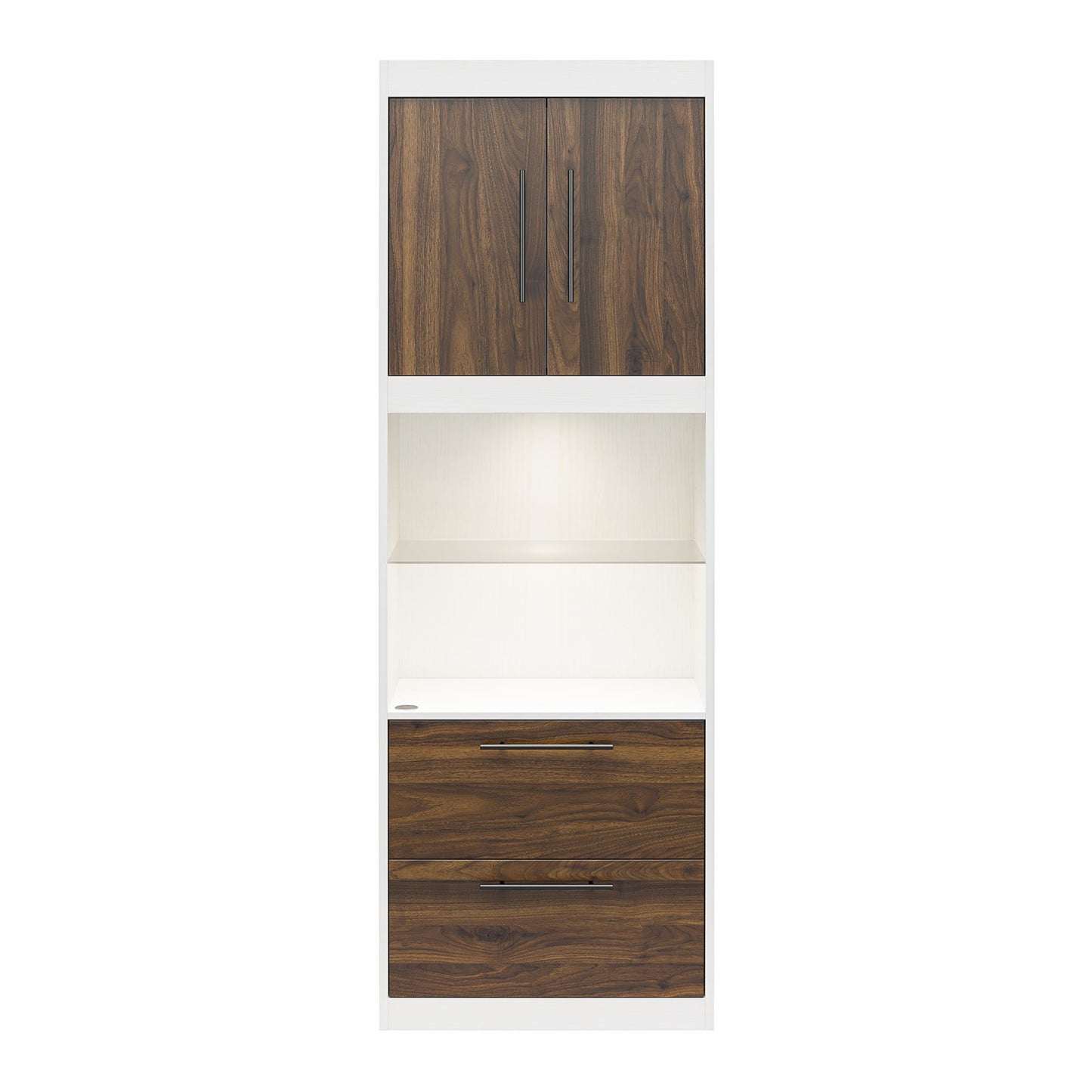 Single Side Cabinet Glass Shelf LED Lighting - Columbia Walnut
