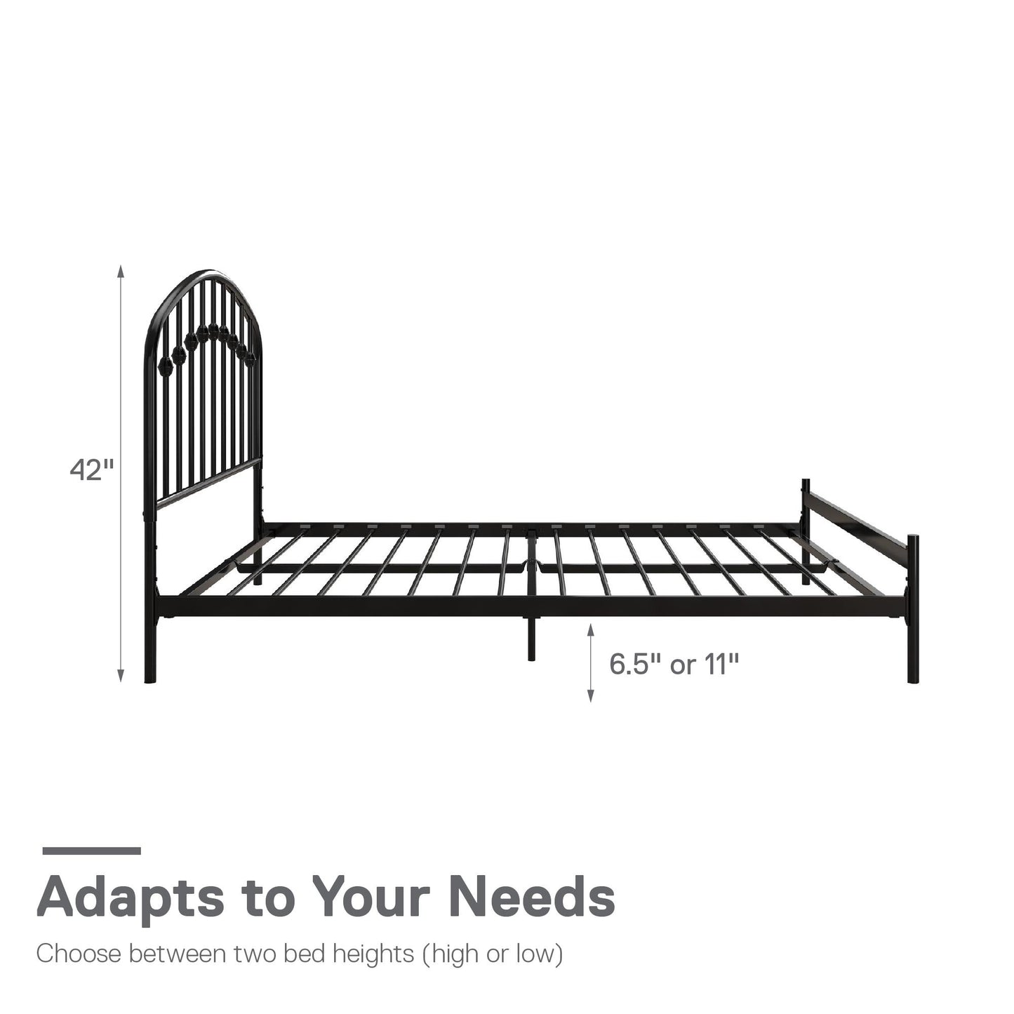 DHP Narla Metal Platform Bed Frame, Full, Black - Black - Full