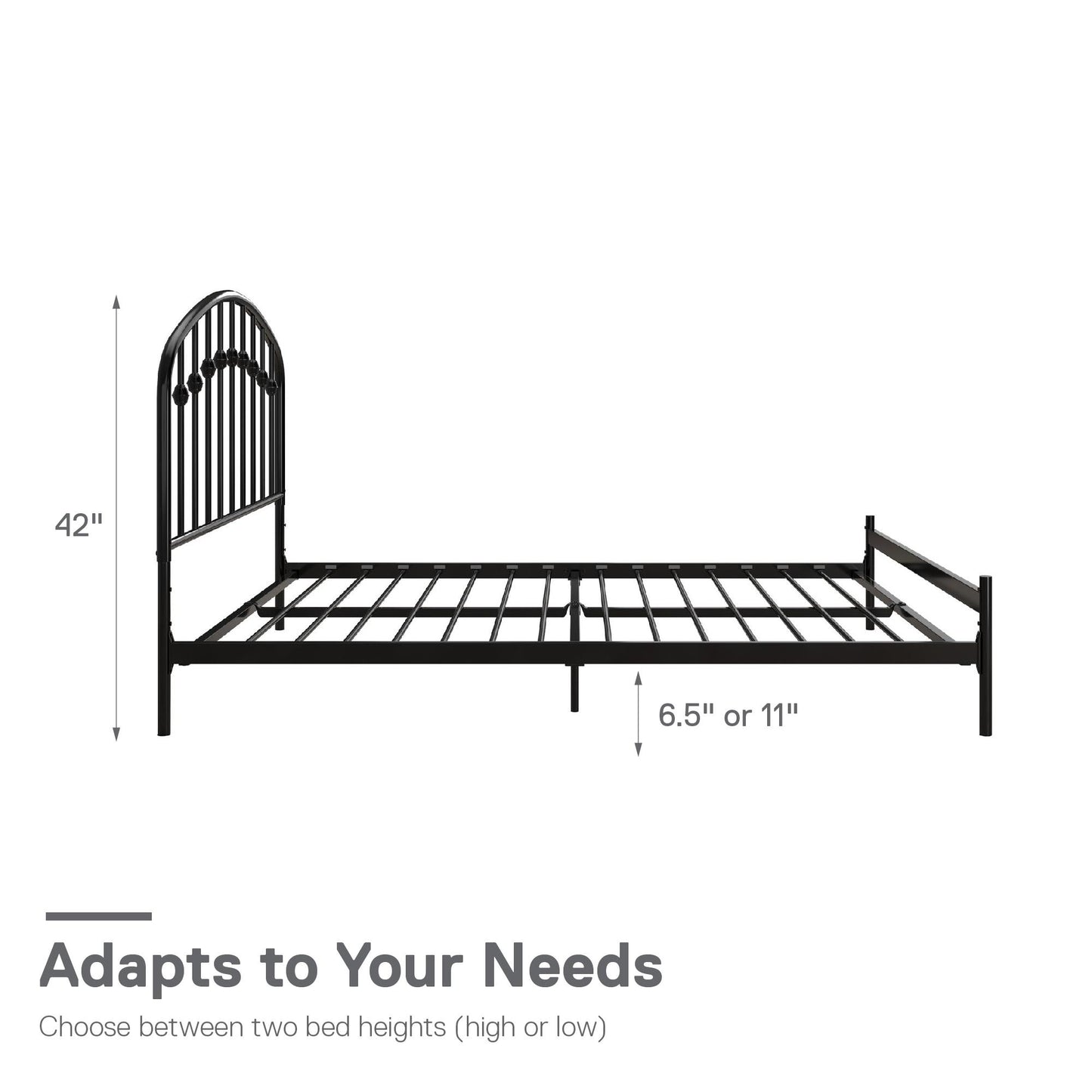 DHP Narla Metal Platform Bed Frame, Queen, Black - Black - Queen