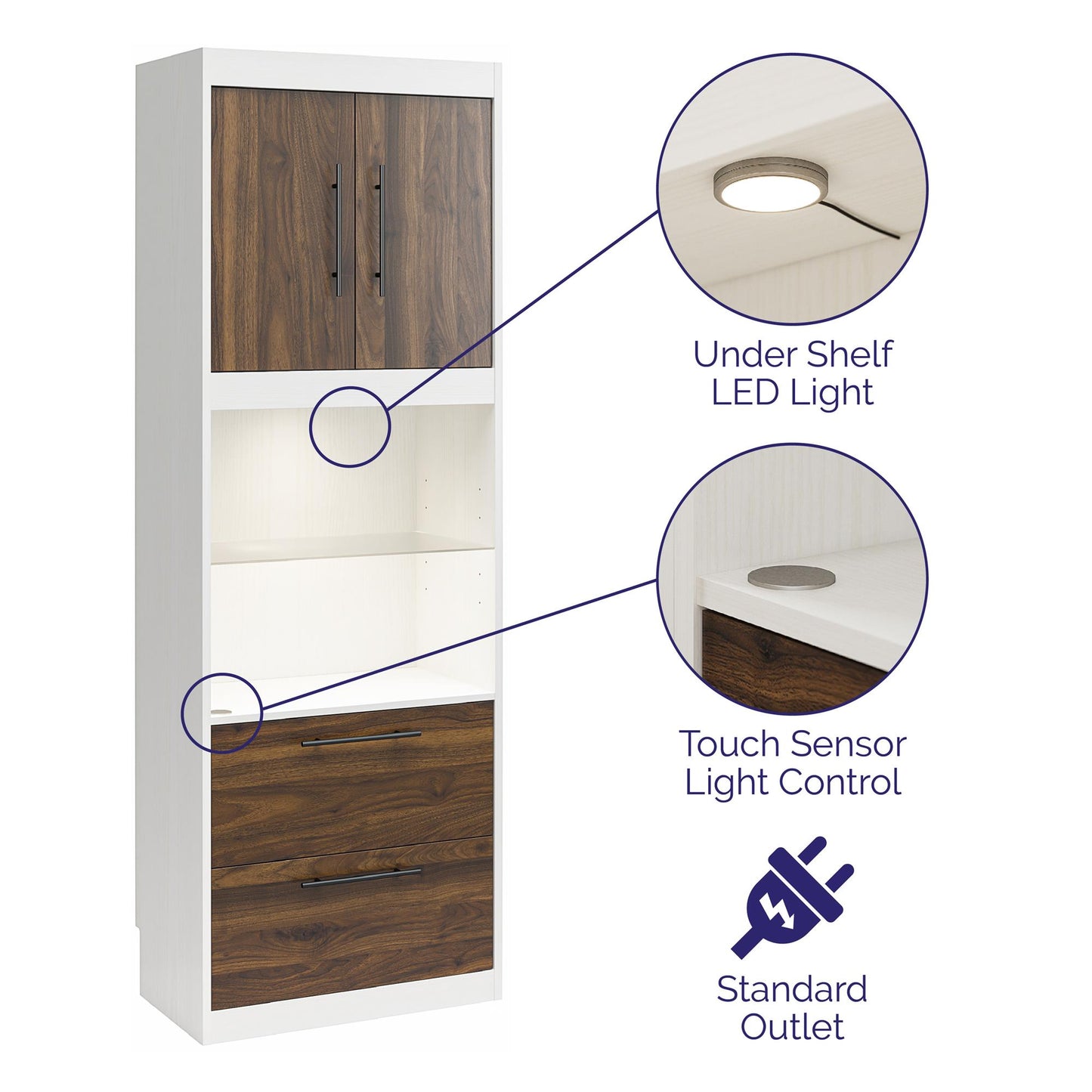 Single Side Cabinet Glass Shelf LED Lighting - Ironwood