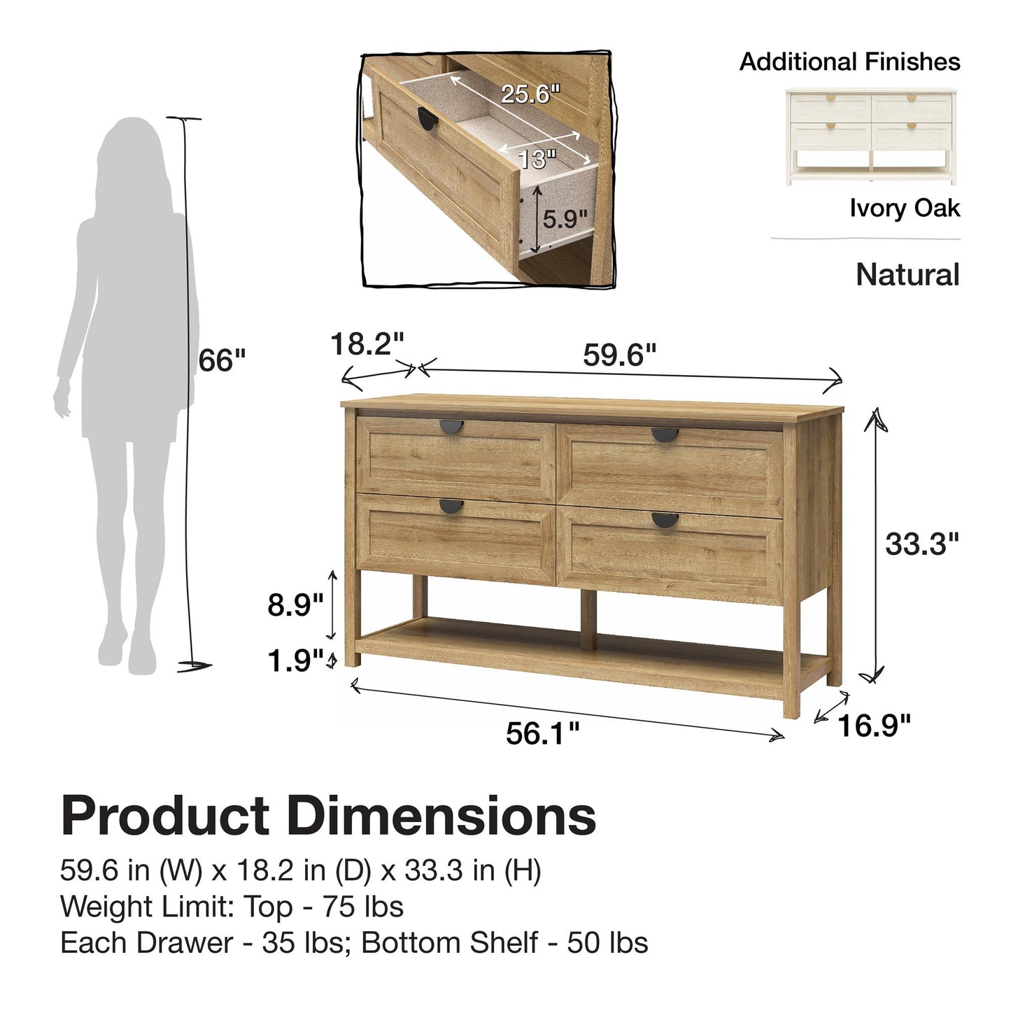 Primrose Wide Dresser - Natural