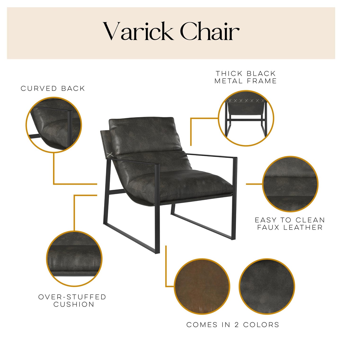 Varick Faux Leather Accent Chair - Espresso
