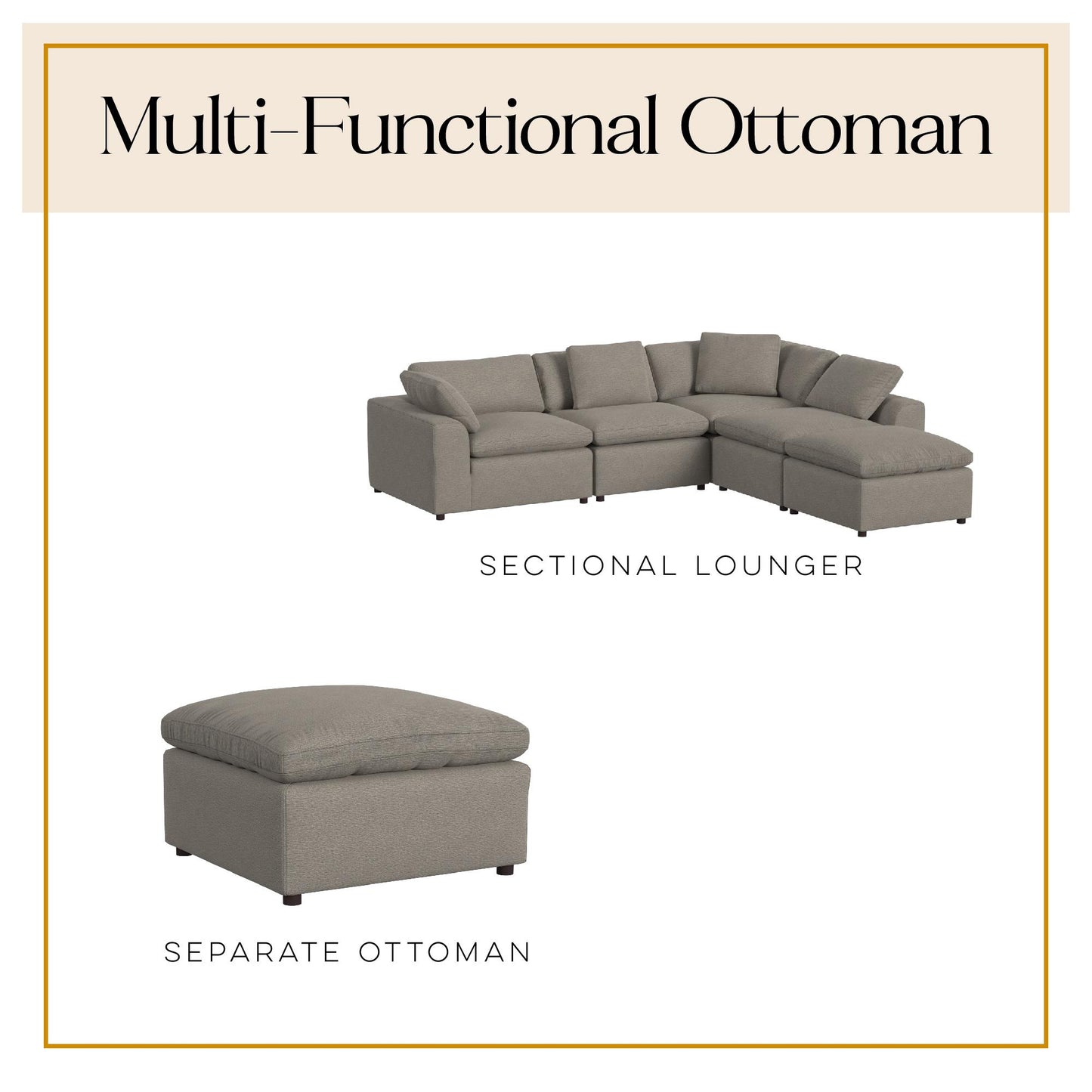 York Modular Ottoman - Taupe