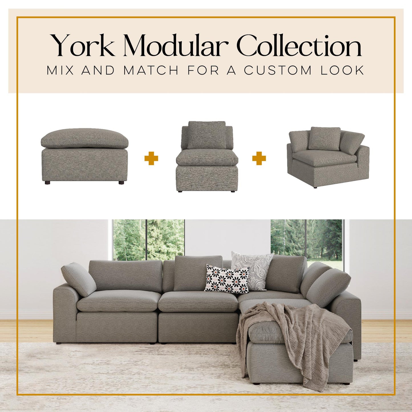 York Modular Ottoman - Taupe
