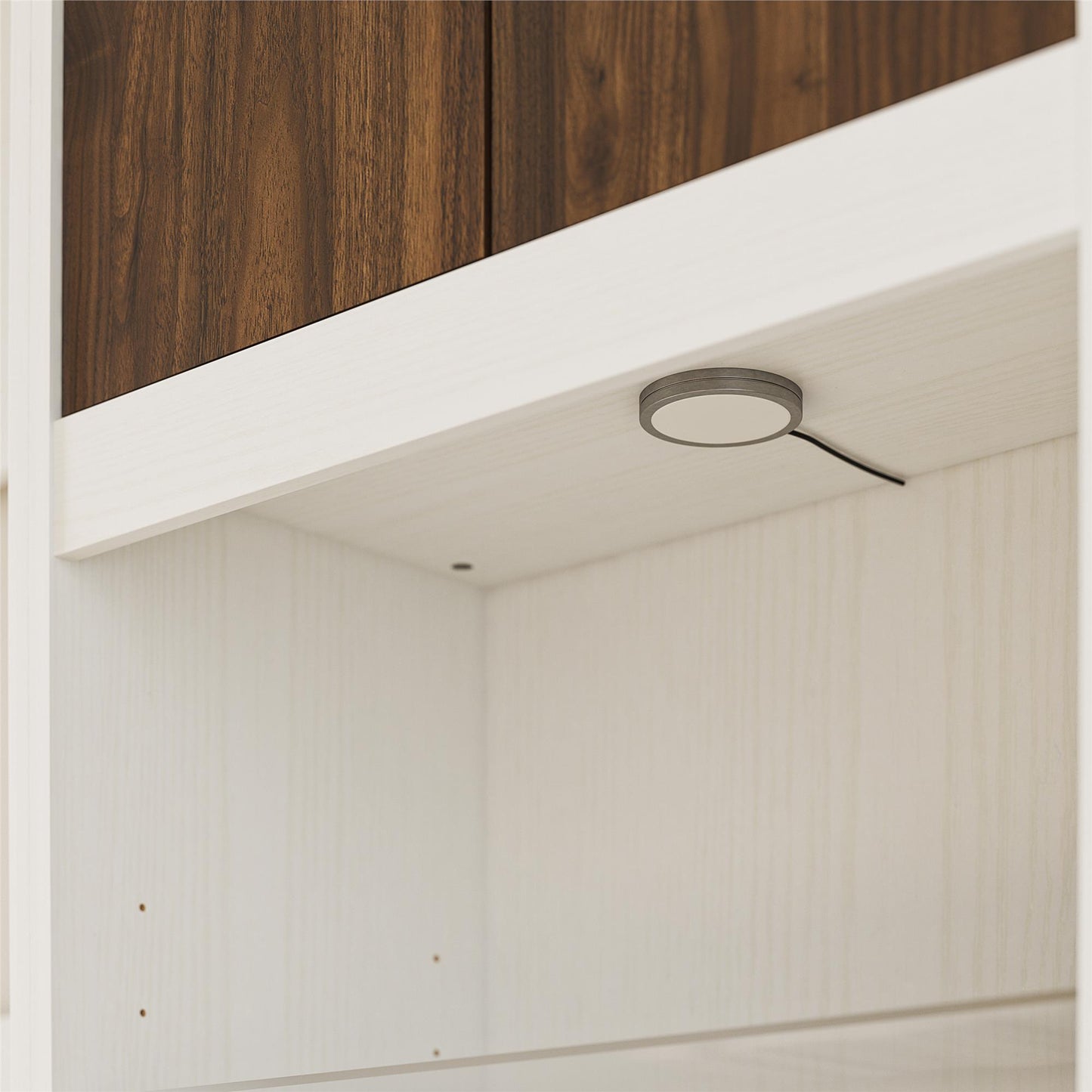 Single Side Cabinet Glass Shelf LED Lighting - Columbia Walnut