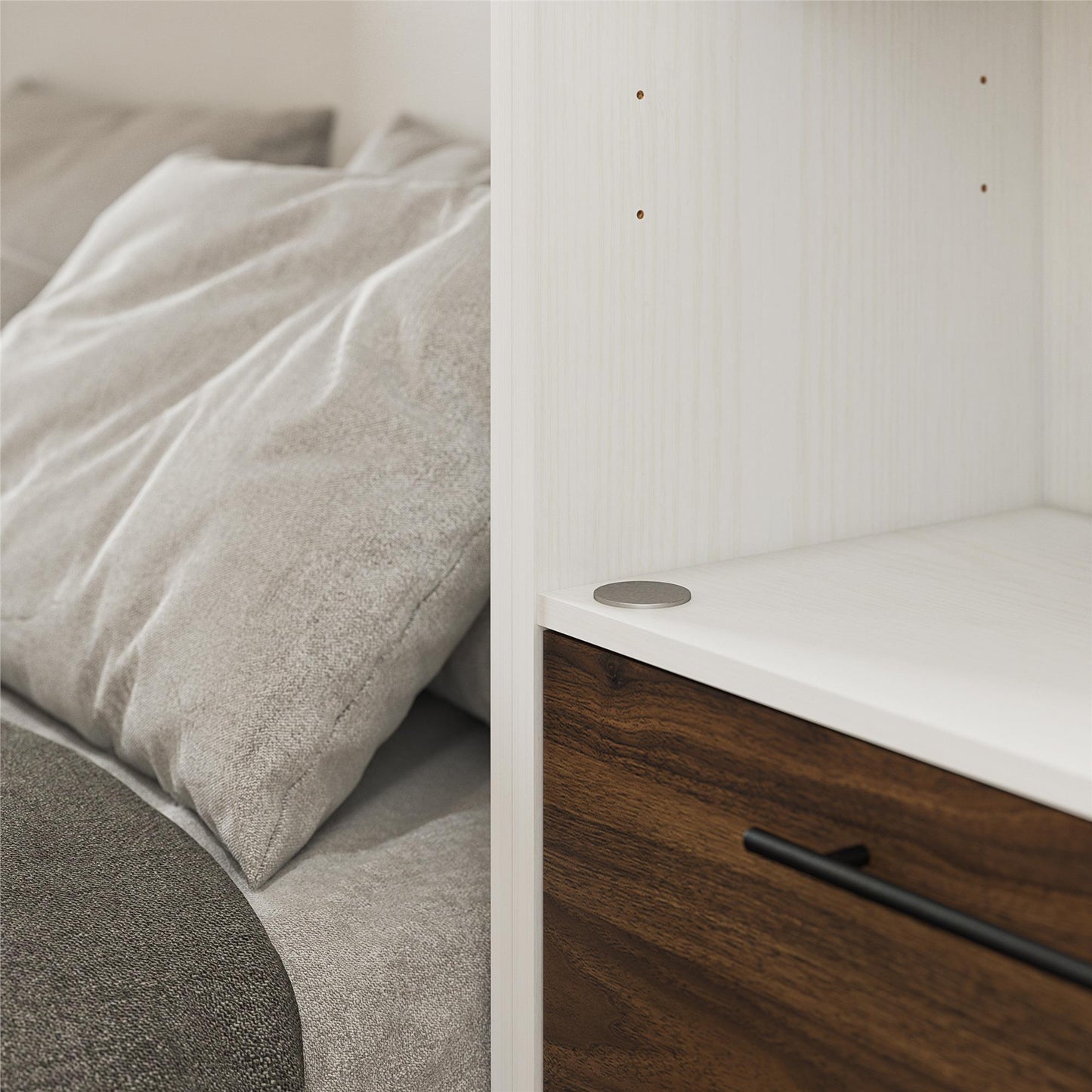 Single Side Cabinet Glass Shelf LED Lighting - Columbia Walnut