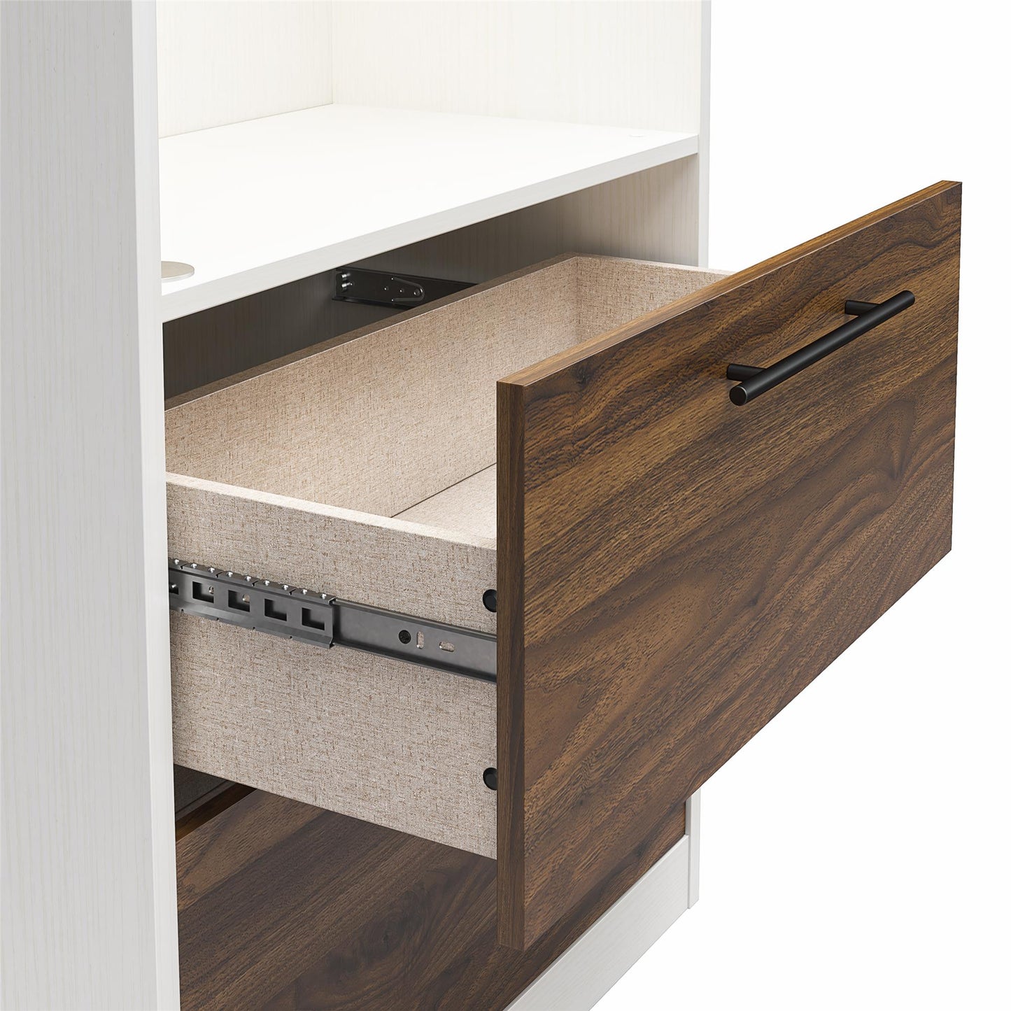 Single Side Cabinet Glass Shelf LED Lighting - Columbia Walnut
