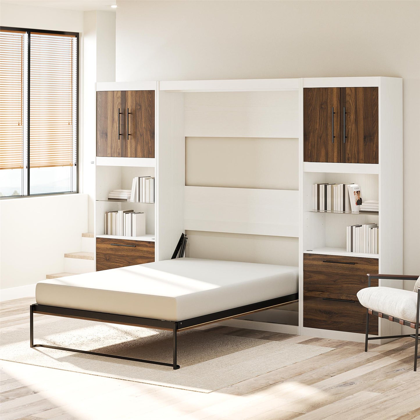 Single Side Cabinet Glass Shelf LED Lighting - Columbia Walnut
