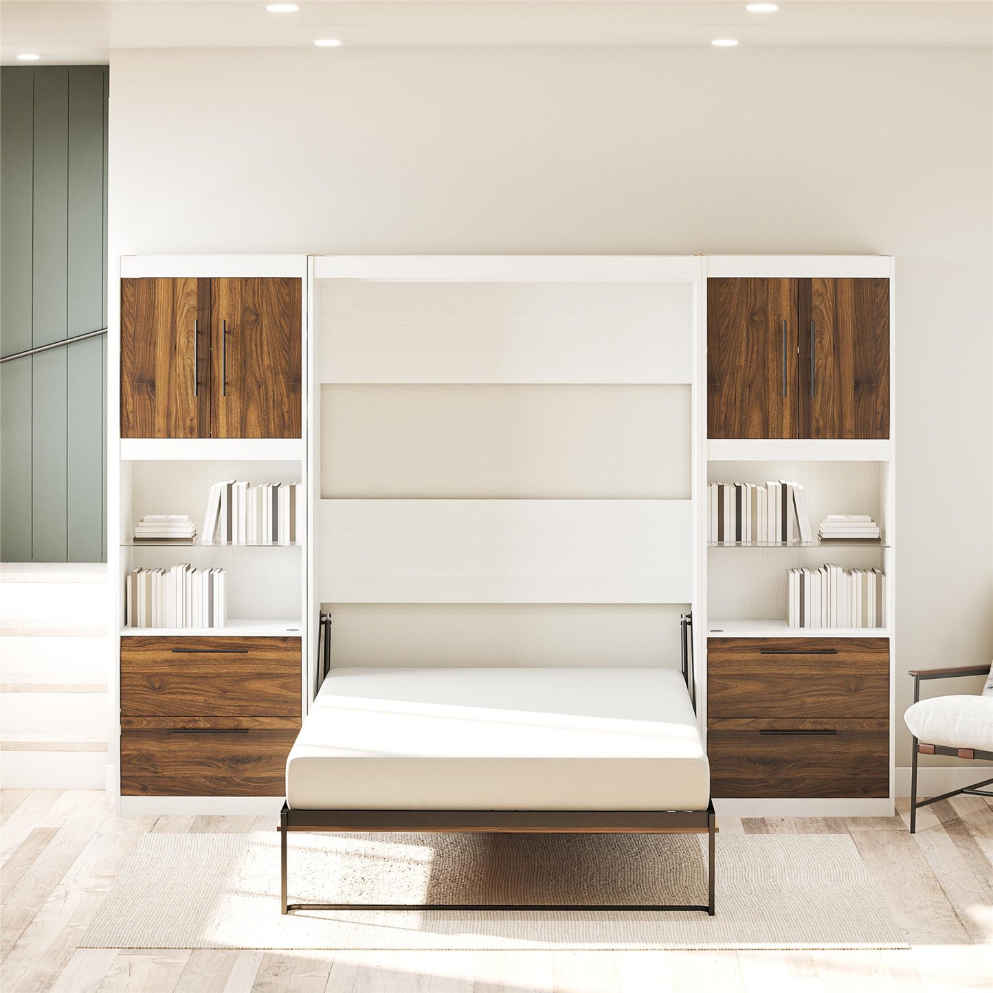 Single Side Cabinet Glass Shelf LED Lighting - Columbia Walnut
