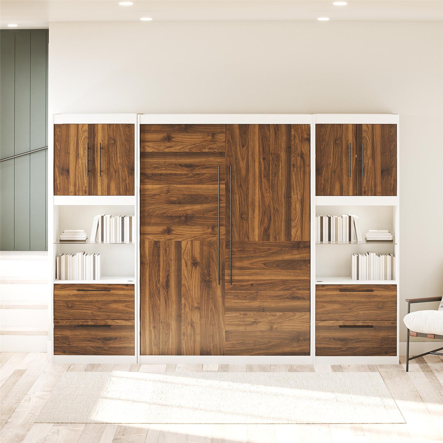 Single Side Cabinet Glass Shelf LED Lighting - Columbia Walnut