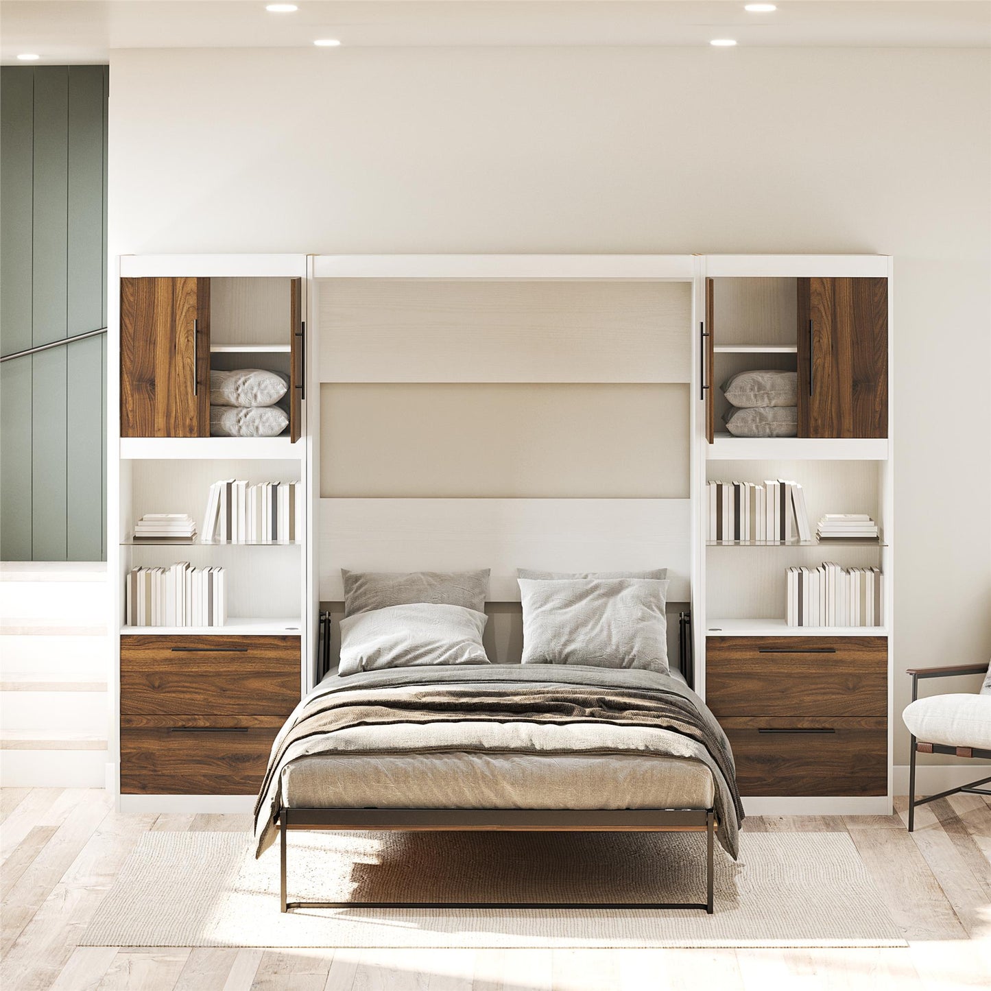 Single Side Cabinet Glass Shelf LED Lighting - Columbia Walnut