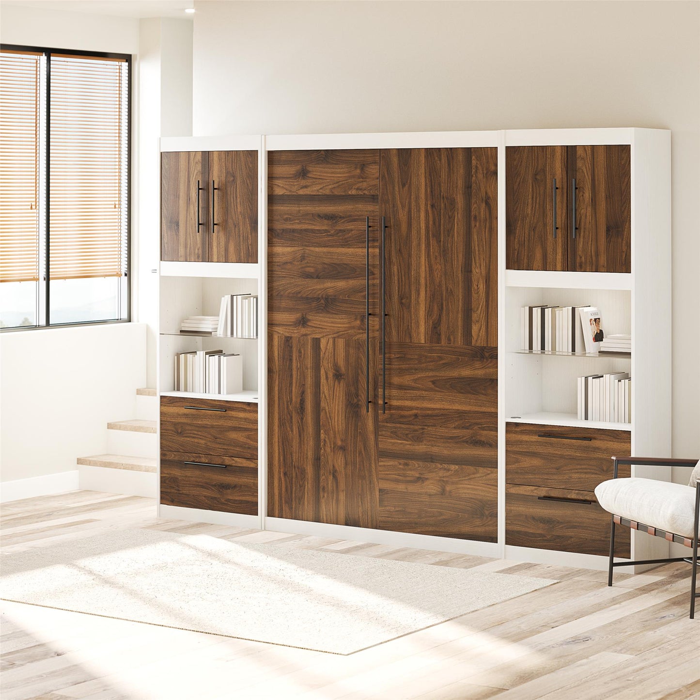 Single Side Cabinet Glass Shelf LED Lighting - Columbia Walnut