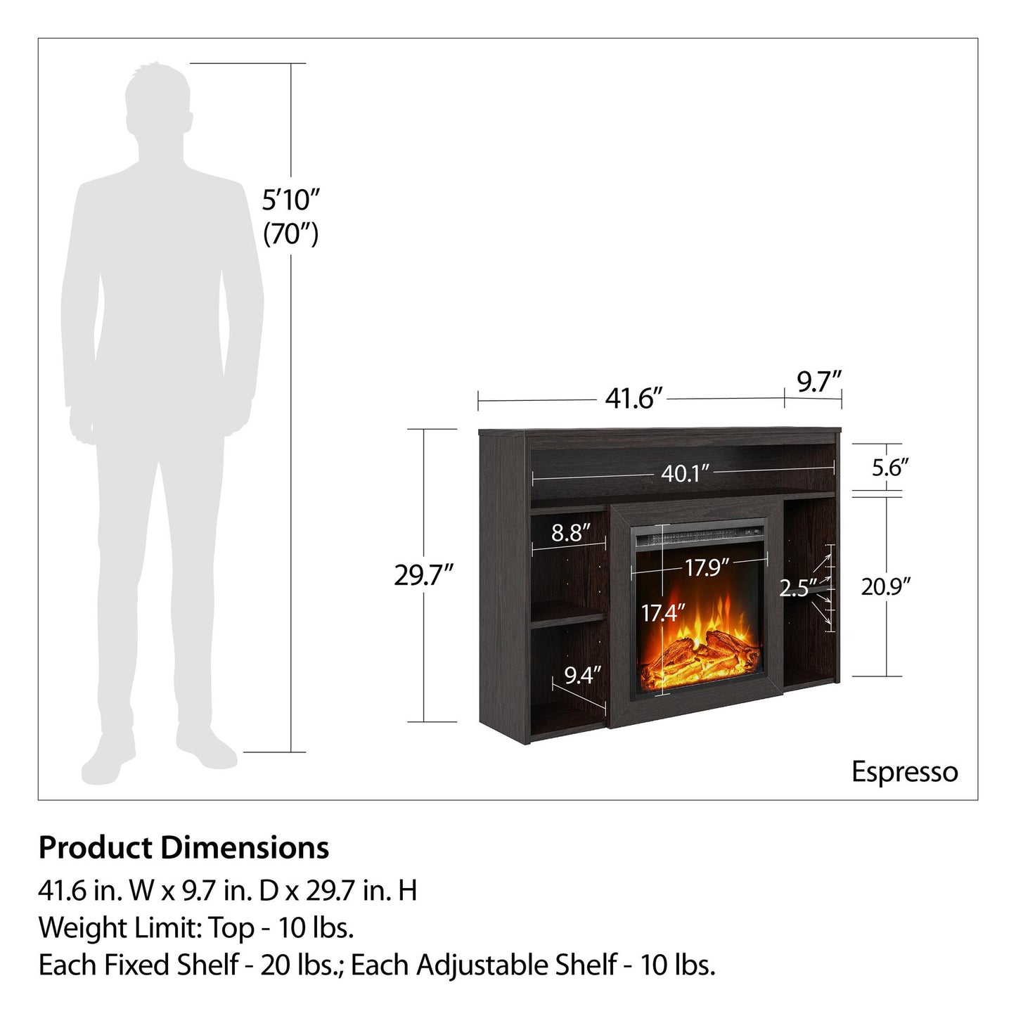 Alwick Mantel with Electric Fireplace - Espresso