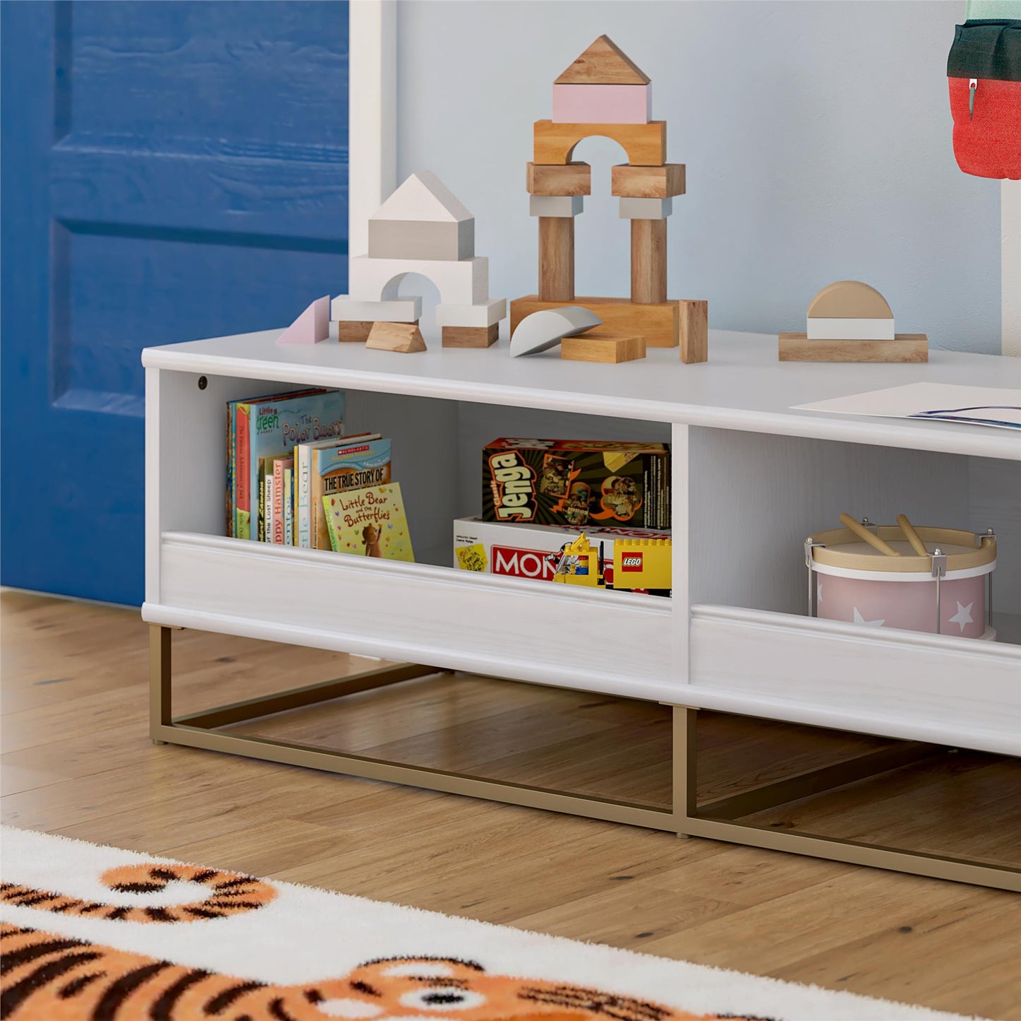 Charlie Kids TV Stand with Open Storage for TVs up to 60in - White