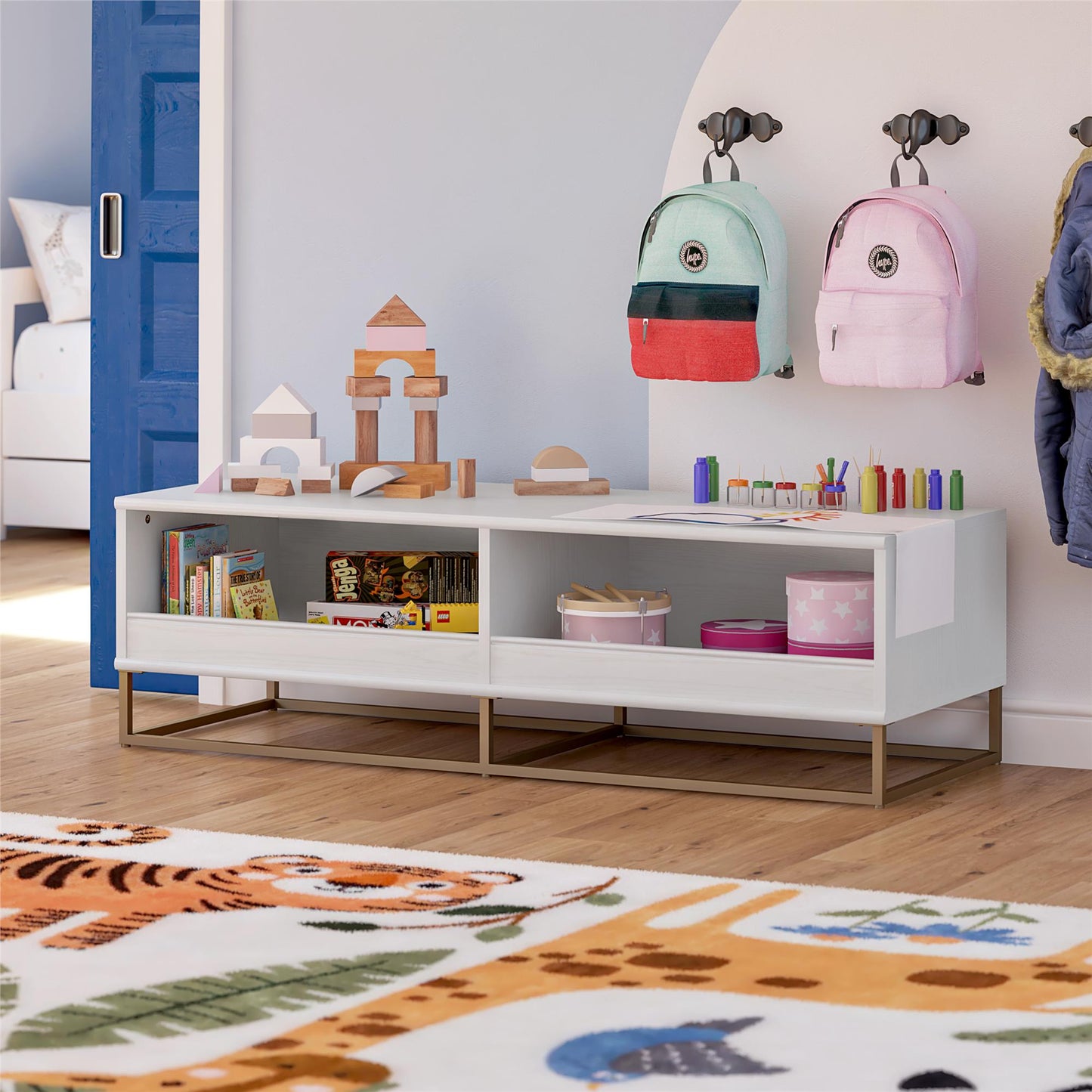 Charlie Kids TV Stand with Open Storage for TVs up to 60in - White