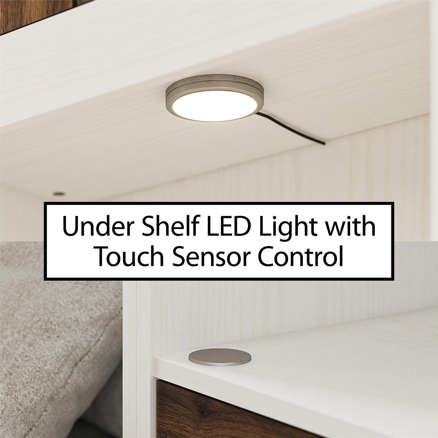 Single Side Cabinet Glass Shelf LED Lighting - Columbia Walnut