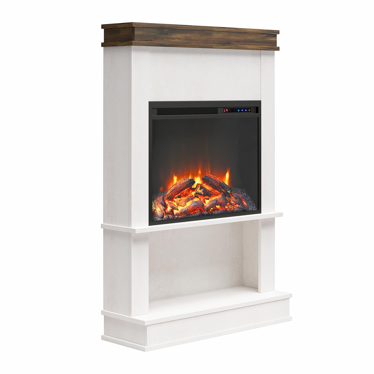 Mateo Fireplace Mantel with Open Shelf - Ivory Oak