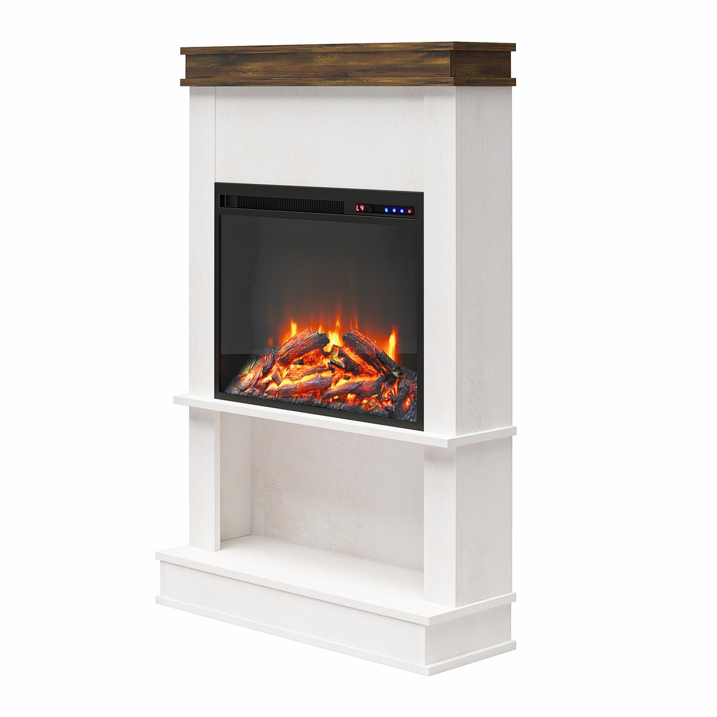 Mateo Fireplace Mantel with Open Shelf - Ivory Oak