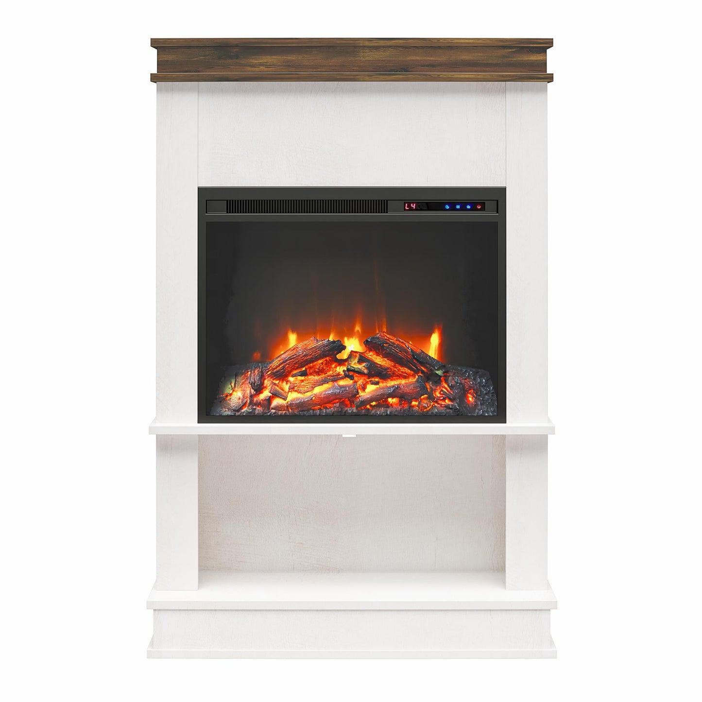 Mateo Fireplace Mantel with Open Shelf - Ivory Oak