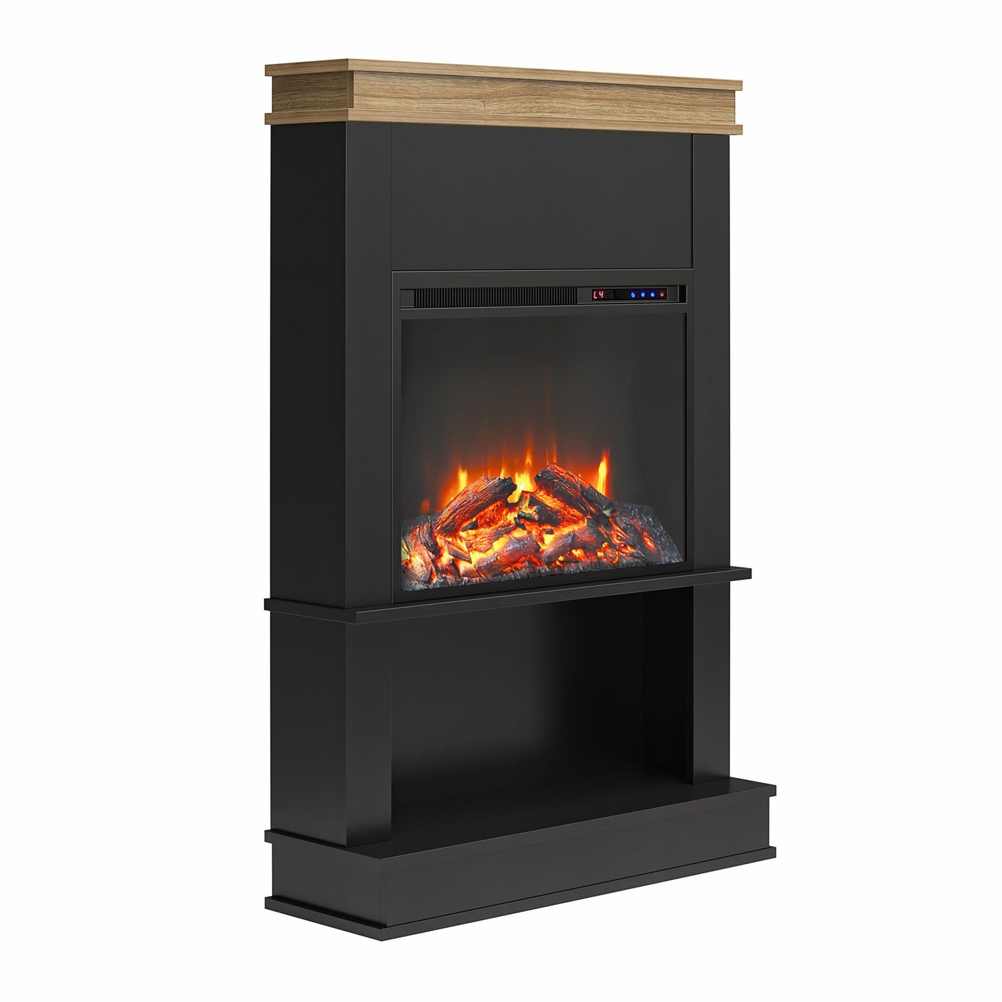 Mateo Fireplace Mantel with Open Shelf - Black