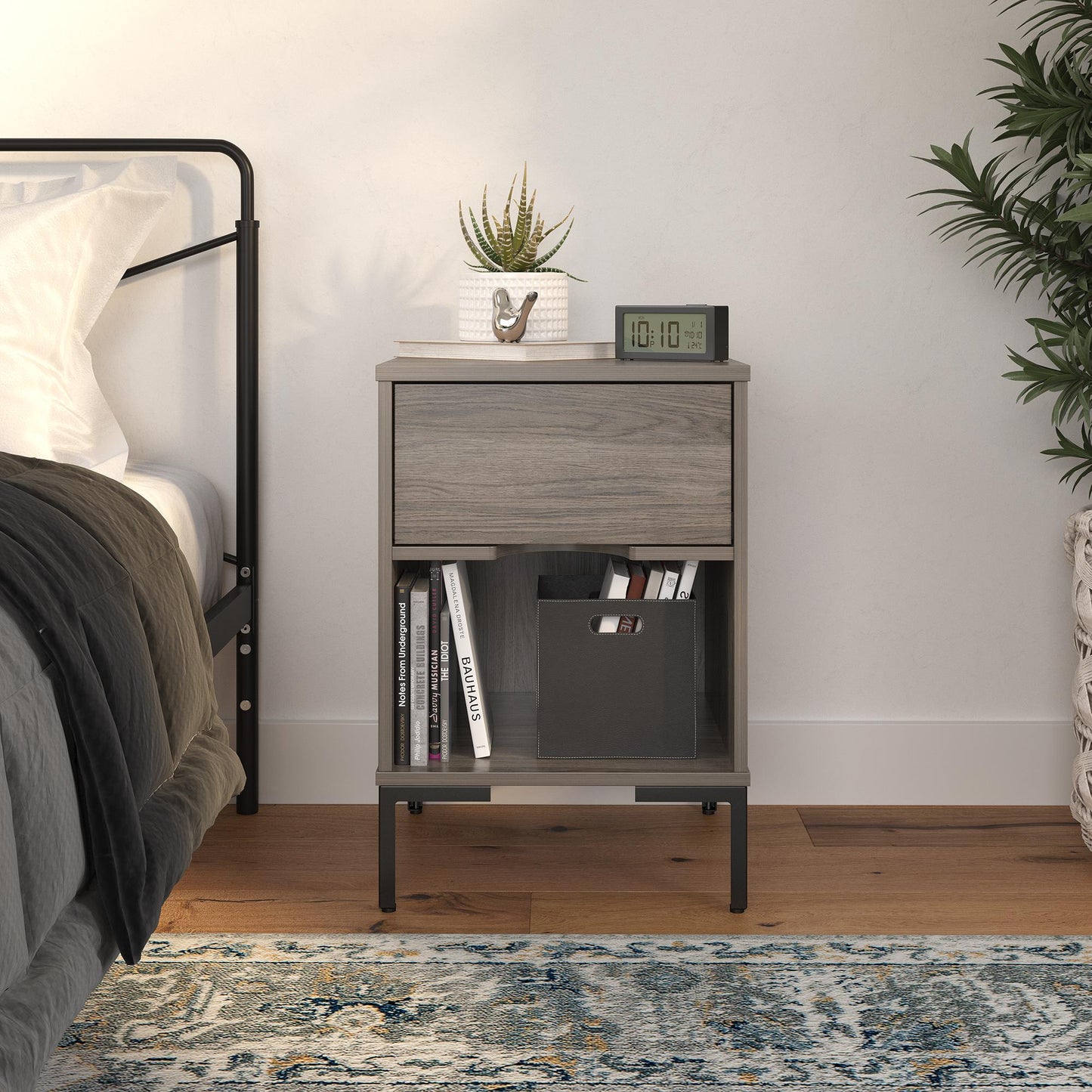 Ameriwood Home Leyden Nightstand, Weathered Oak - Weathered Oak