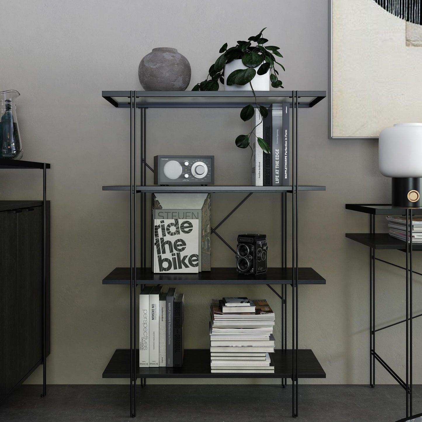 Ameriwood Home Lakeland 4 Shelf Bookcase, Black Oak - Black Oak
