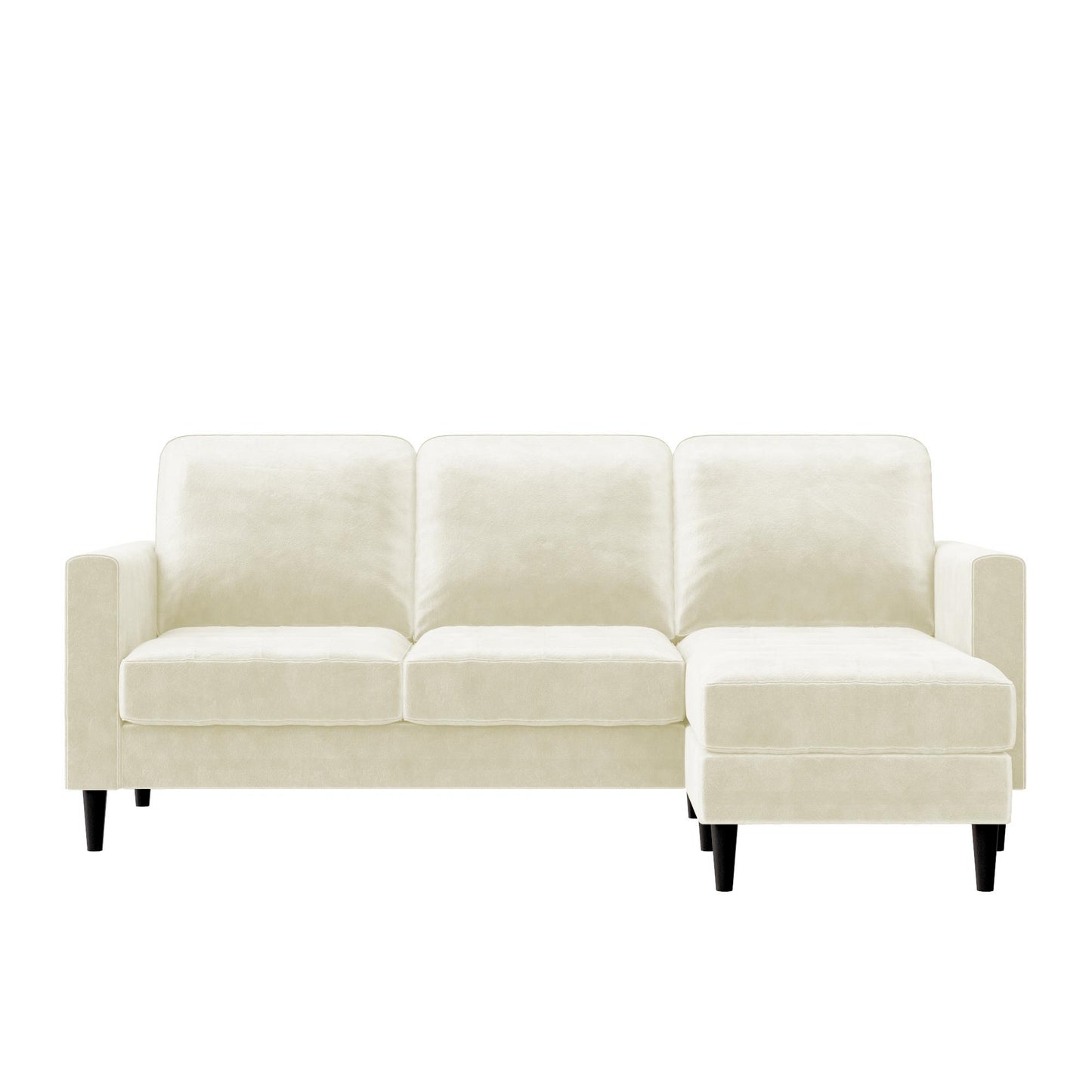 CosmoLiving Strummer Reversible Sectional Sofa Couch, Ivory Velvet - Ivory