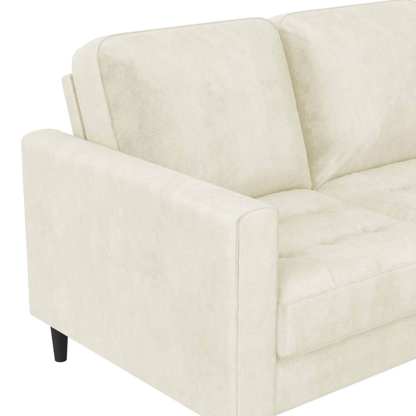 CosmoLiving Strummer Reversible Sectional Sofa Couch, Ivory Velvet - Ivory