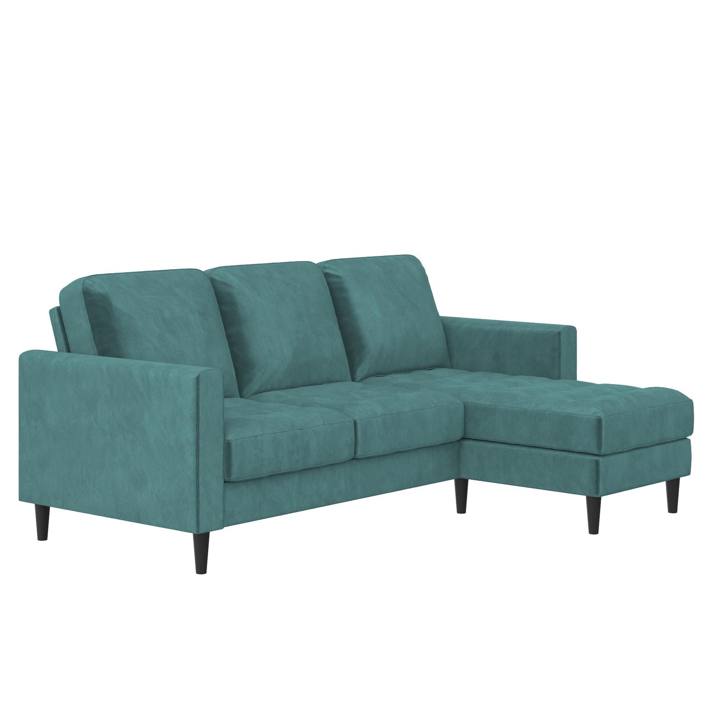 CosmoLiving Strummer Reversible Sectional Sofa Couch, Light Green Velvet - Light Green