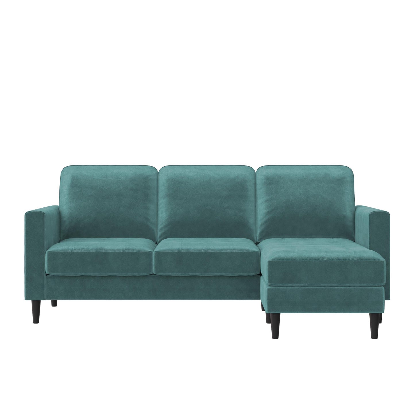 CosmoLiving Strummer Reversible Sectional Sofa Couch, Light Green Velvet - Light Green