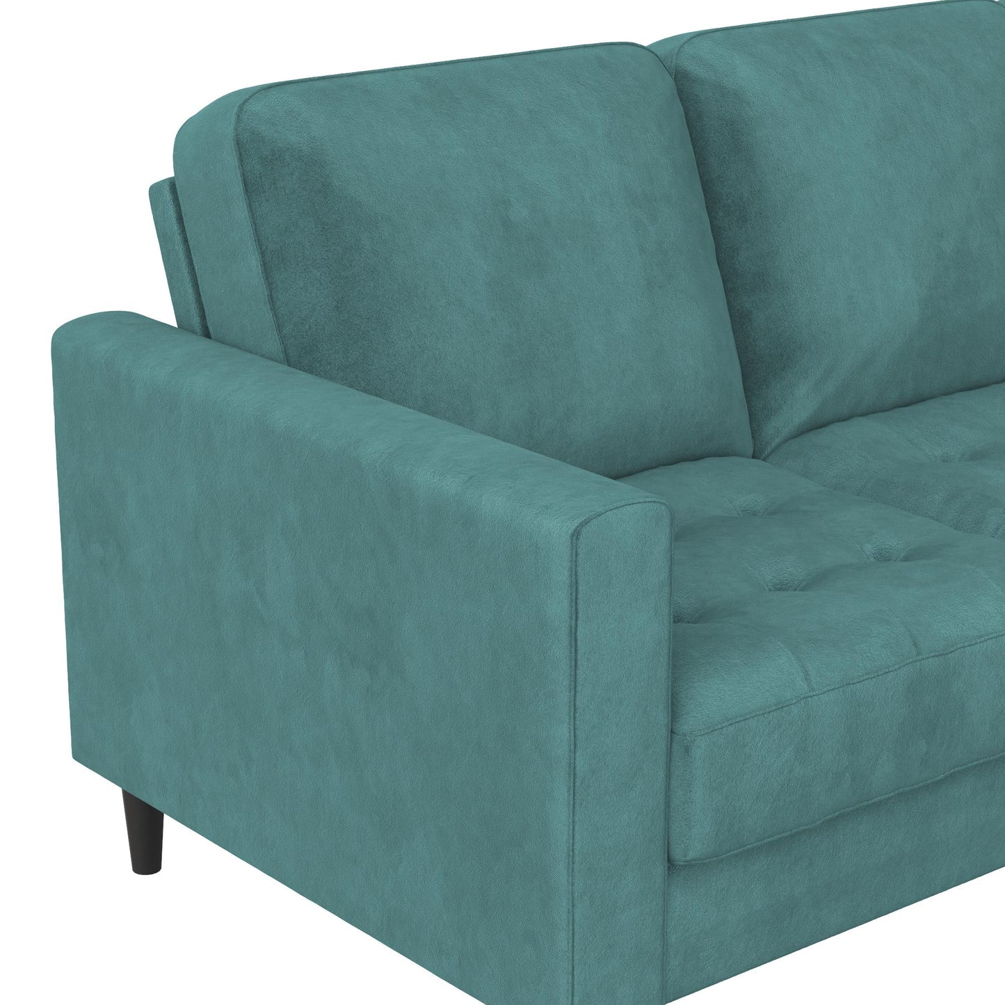 CosmoLiving Strummer Reversible Sectional Sofa Couch, Light Green Velvet - Light Green