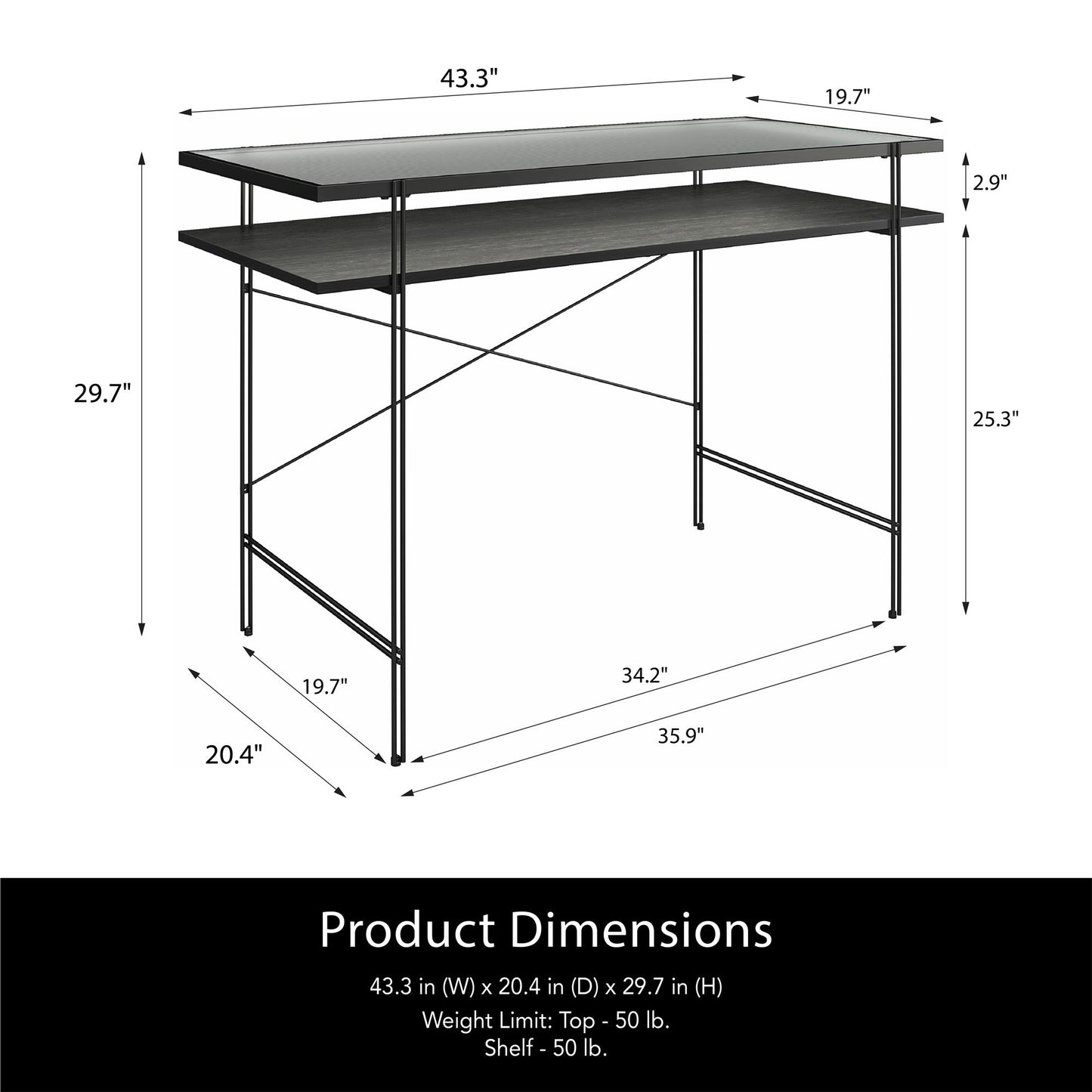 Ameriwood Home Lakeland Computer Desk, Black Oak - Black Oak