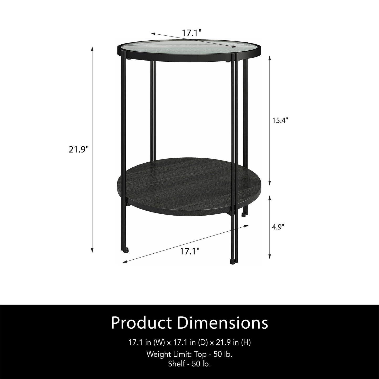 Ameriwood Home Lakeland Round End Table, Black Oak - Black Oak