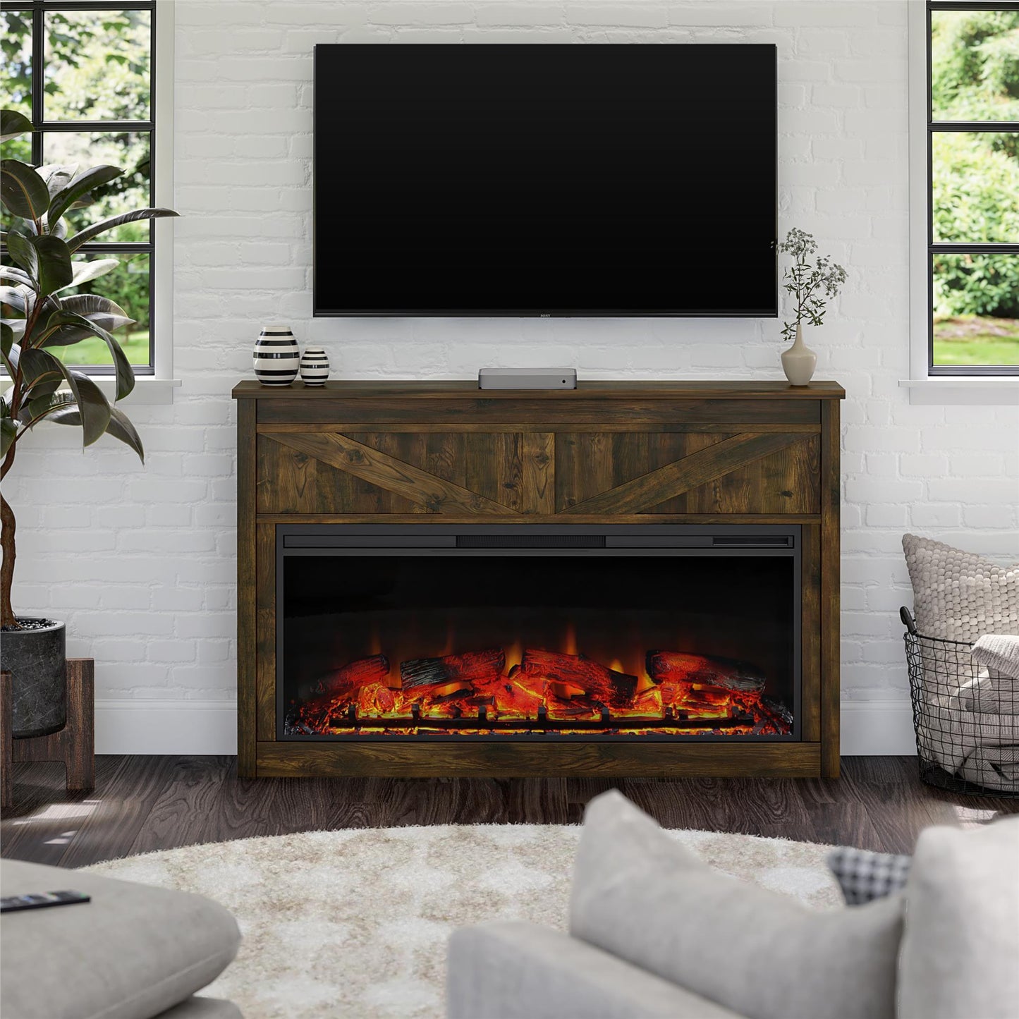 Farmington Mantel with Fireplace - Century Barn Pine