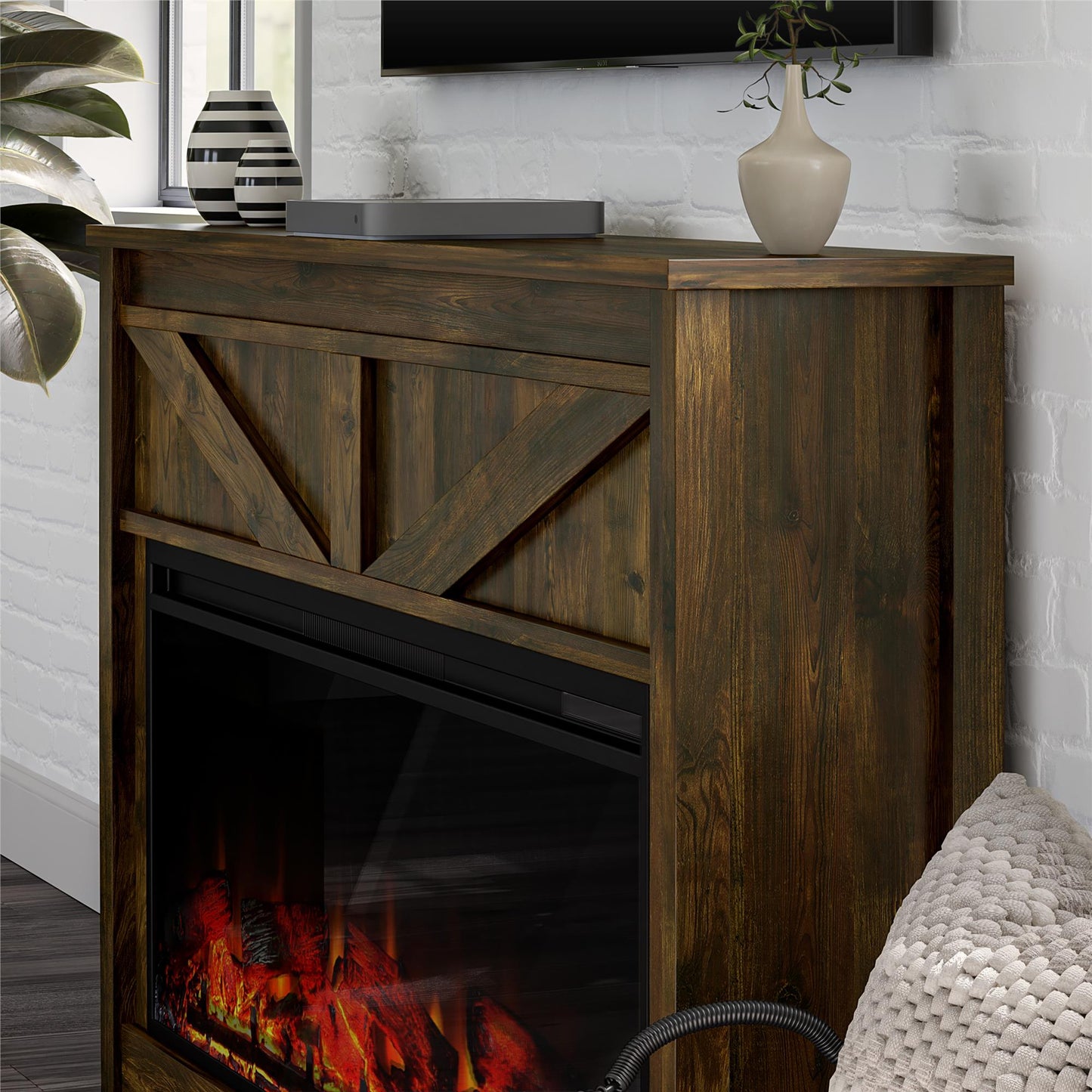 Farmington Mantel with Fireplace - Century Barn Pine