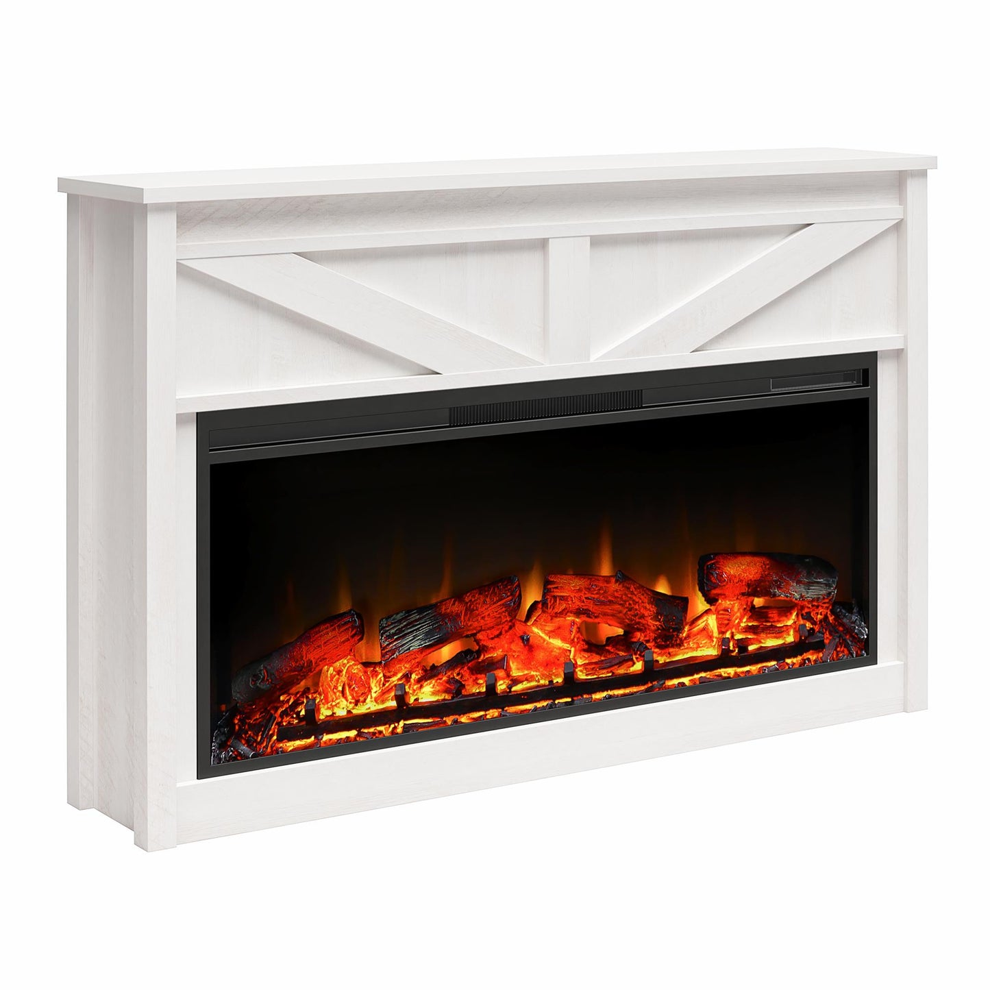 Farmington Mantel with Fireplace - Ivory Oak