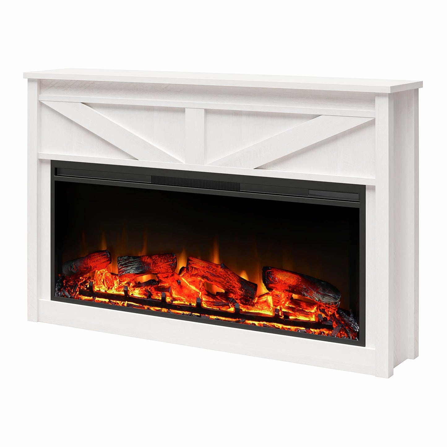 Farmington Mantel with Fireplace - Ivory Oak