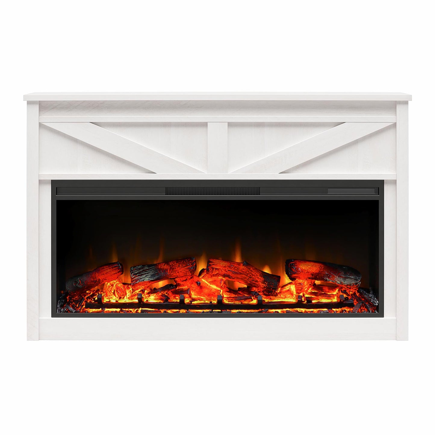 Farmington Mantel with Fireplace - Ivory Oak