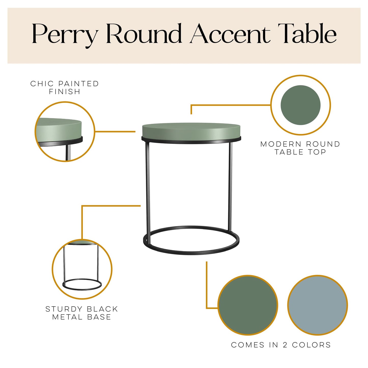 Perry Round Accent Table - Sage