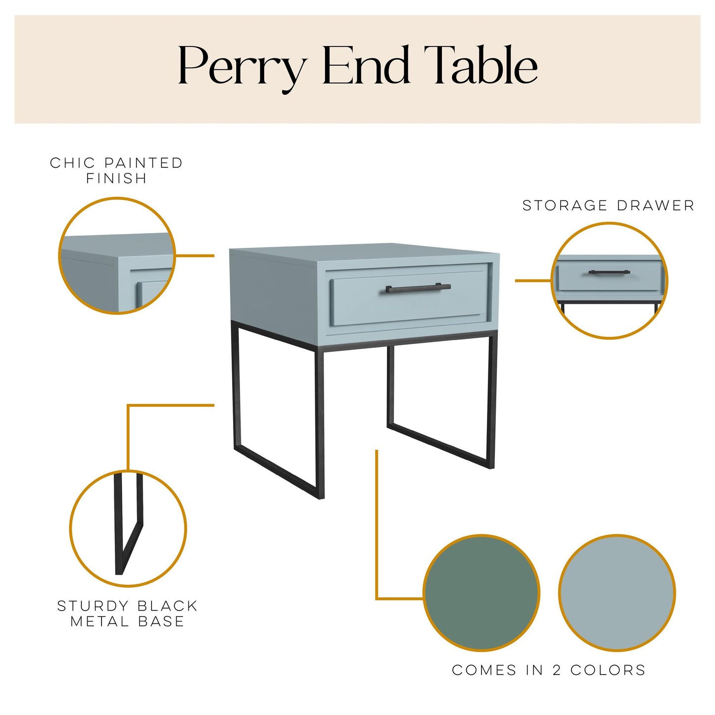 Perry End Table - Powder Blue