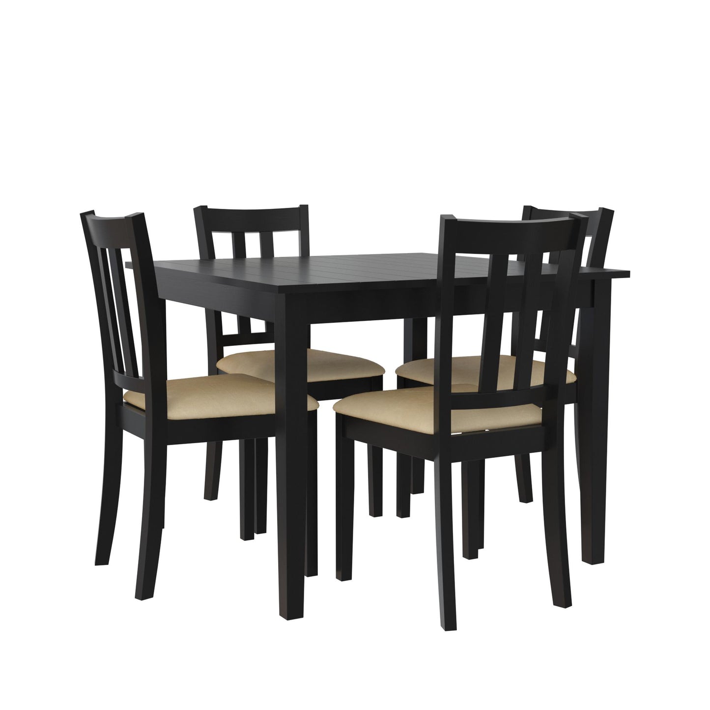 Redmond 5 Piece Traditional Dining Set with Table and 4 Chairs - Black / Beige
