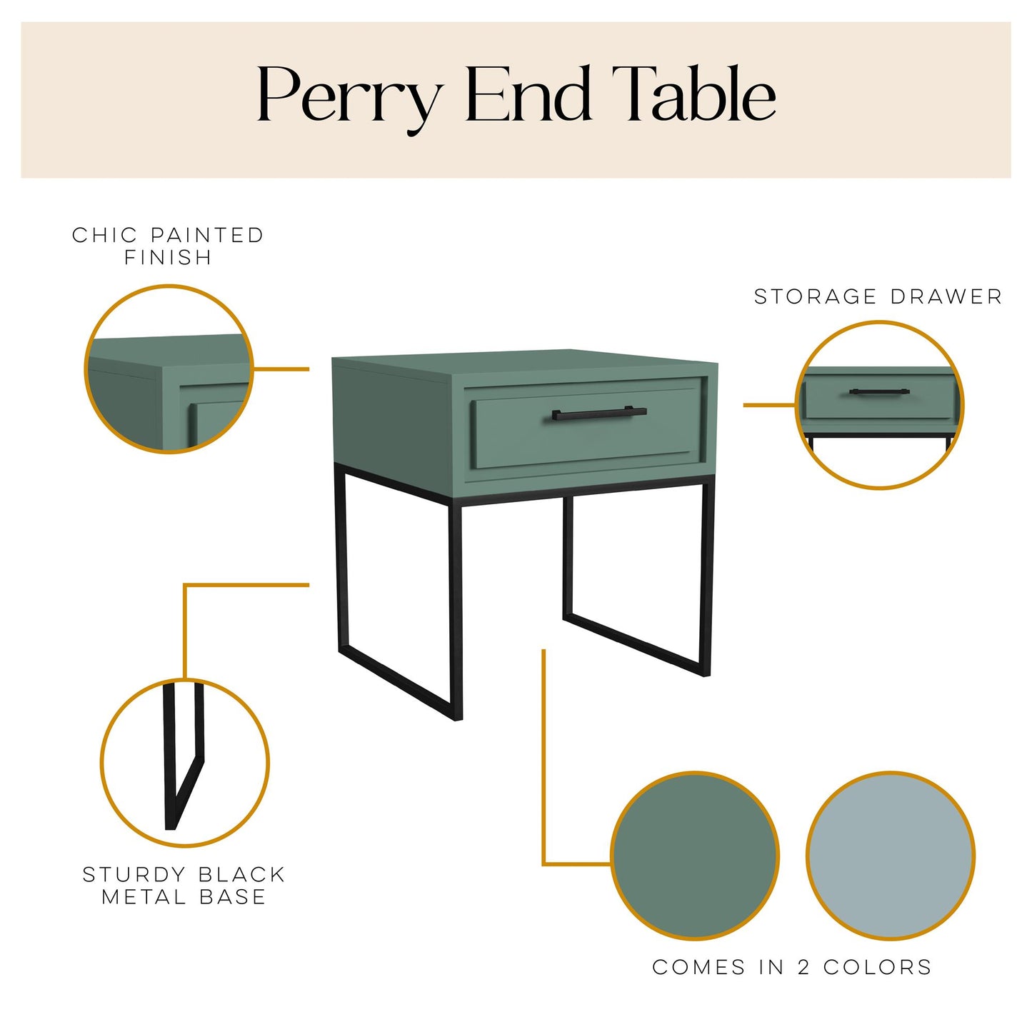 Perry End Table - Sage
