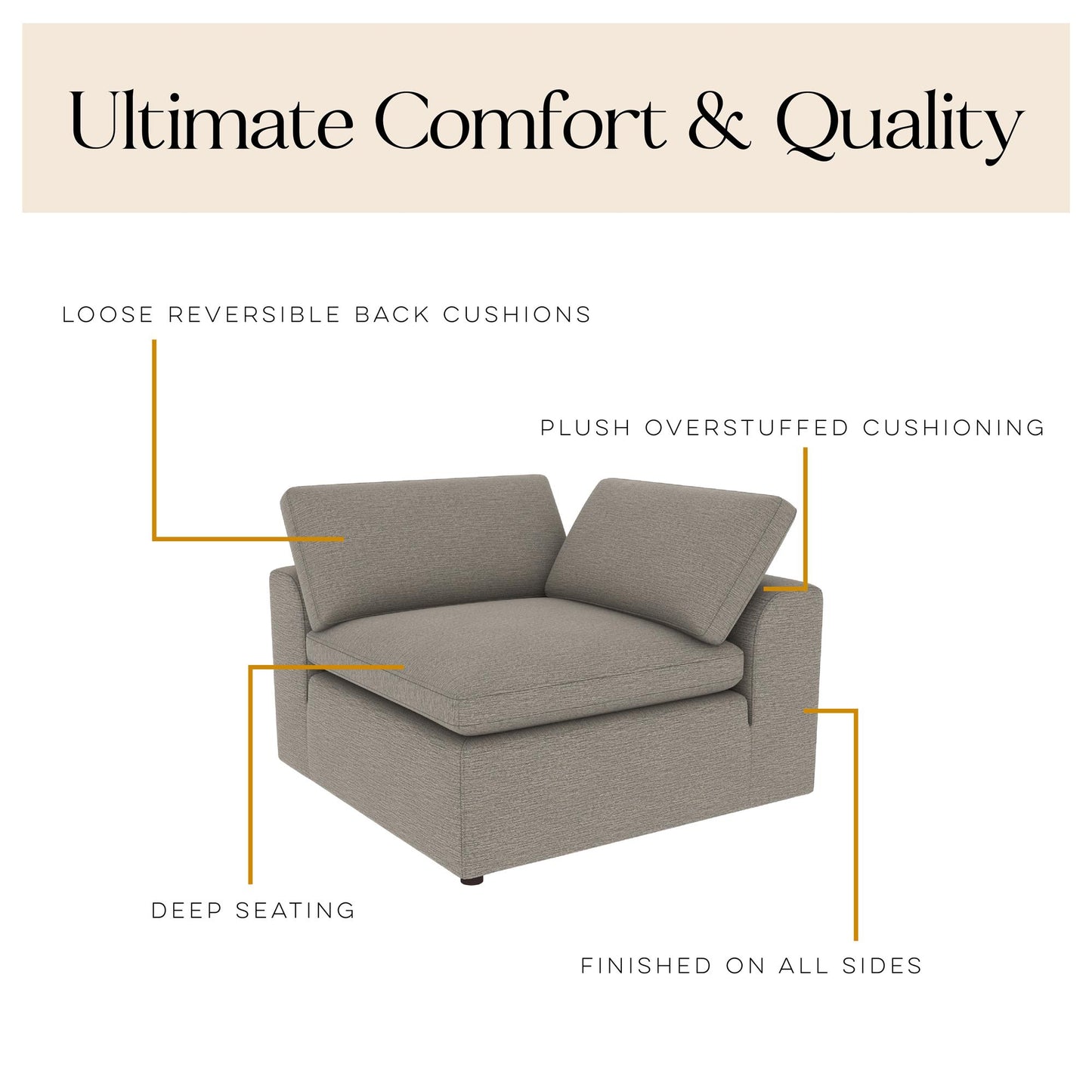 York Modular Corner Chair - Taupe